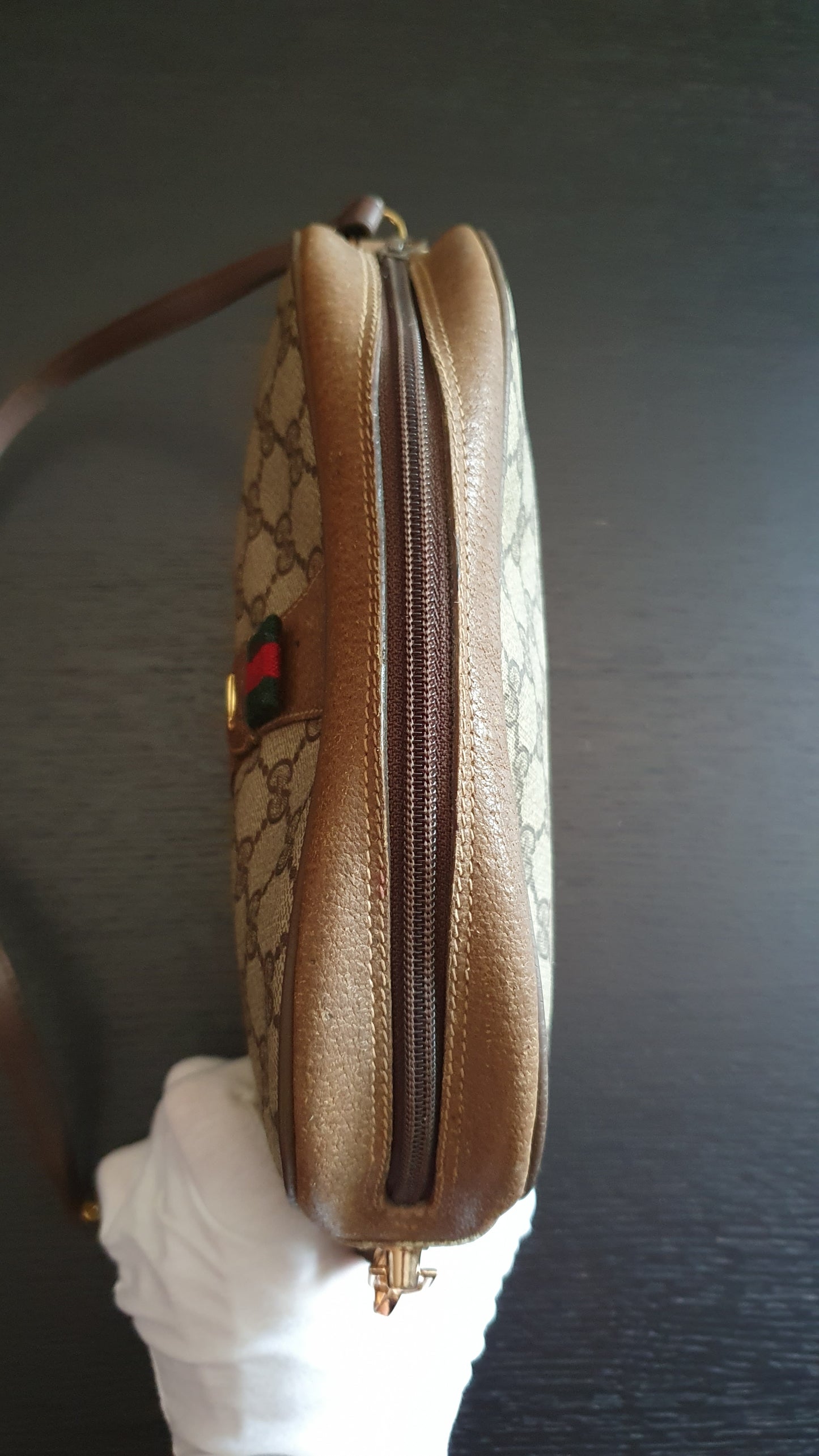 Authentic Vintage Gucci Upcycle Brown Purse with Shoulder Strap