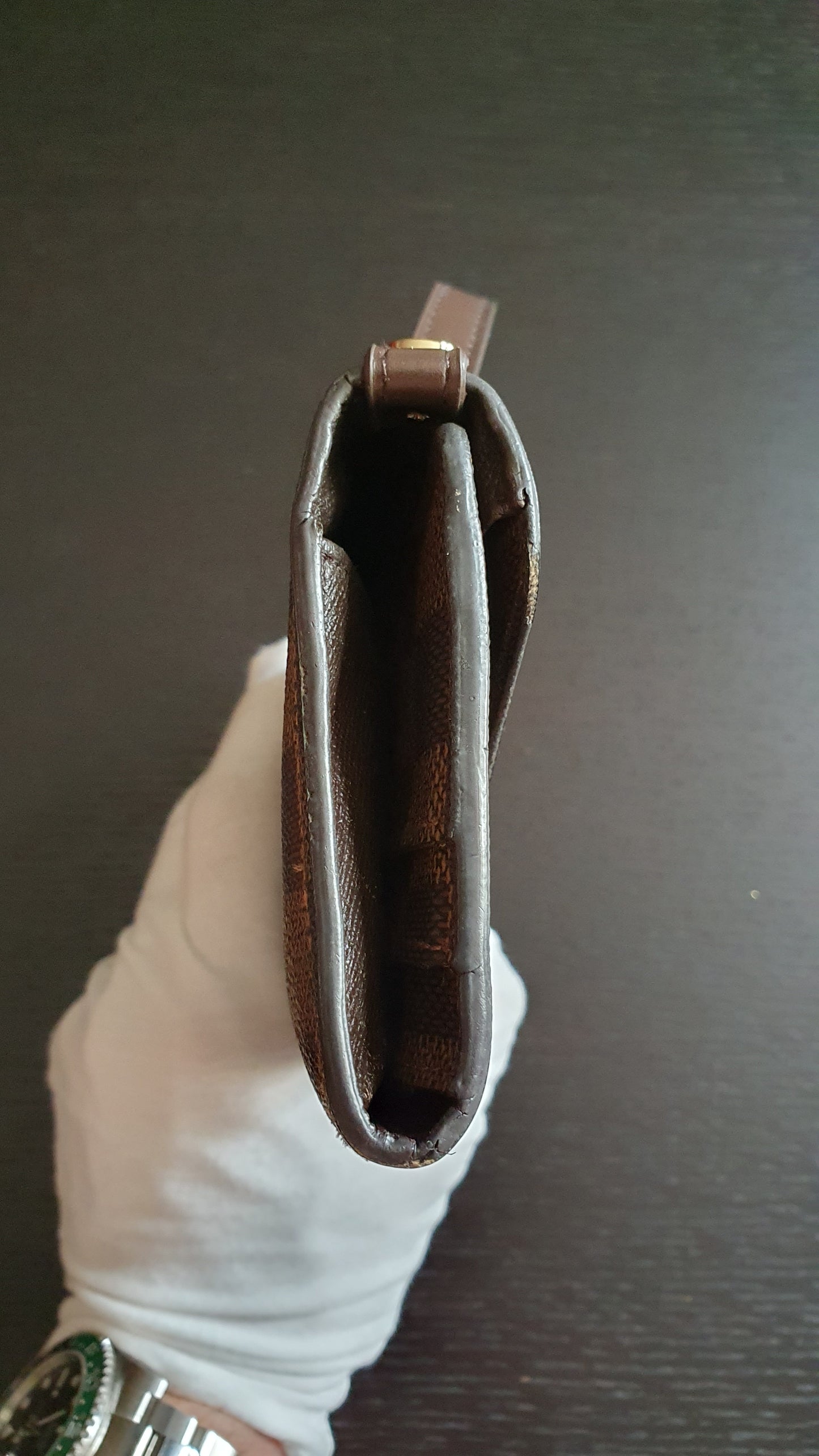 Authentic Louis Vuitton (2) Upcycle Brown Damier Wallet with Straps
