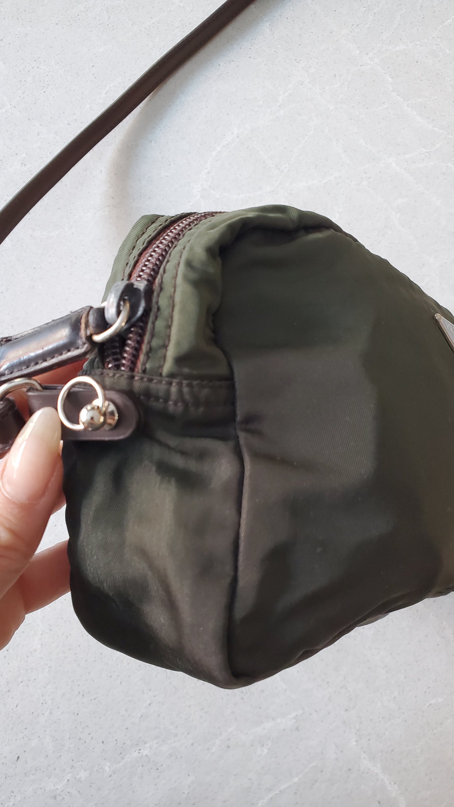 Authentic Prada (Green) Upcycle Nylon Pouch with Strap