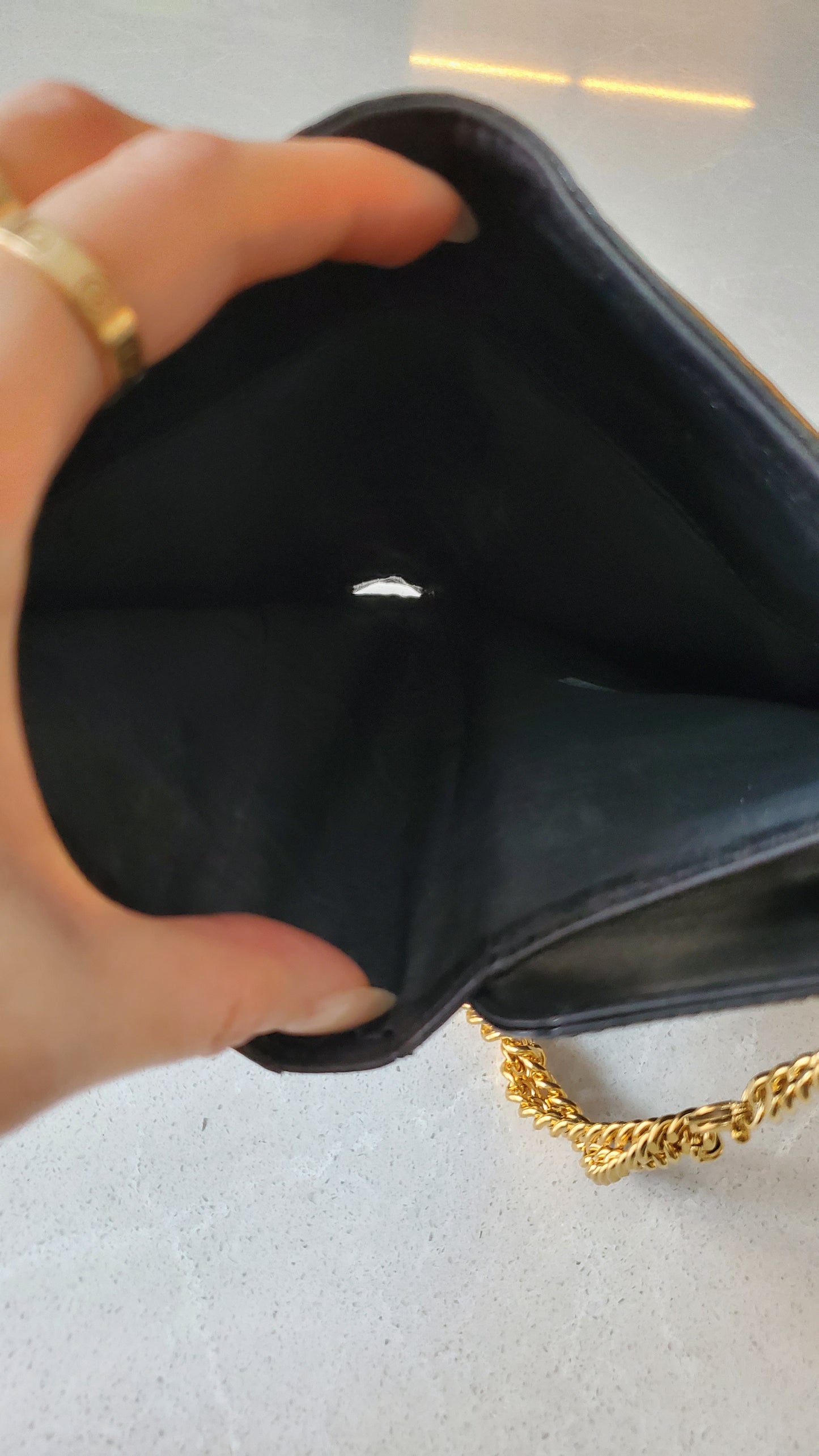 Authentic Vintage Chanel Upcycle Black Patent Compact Wallet on Chain