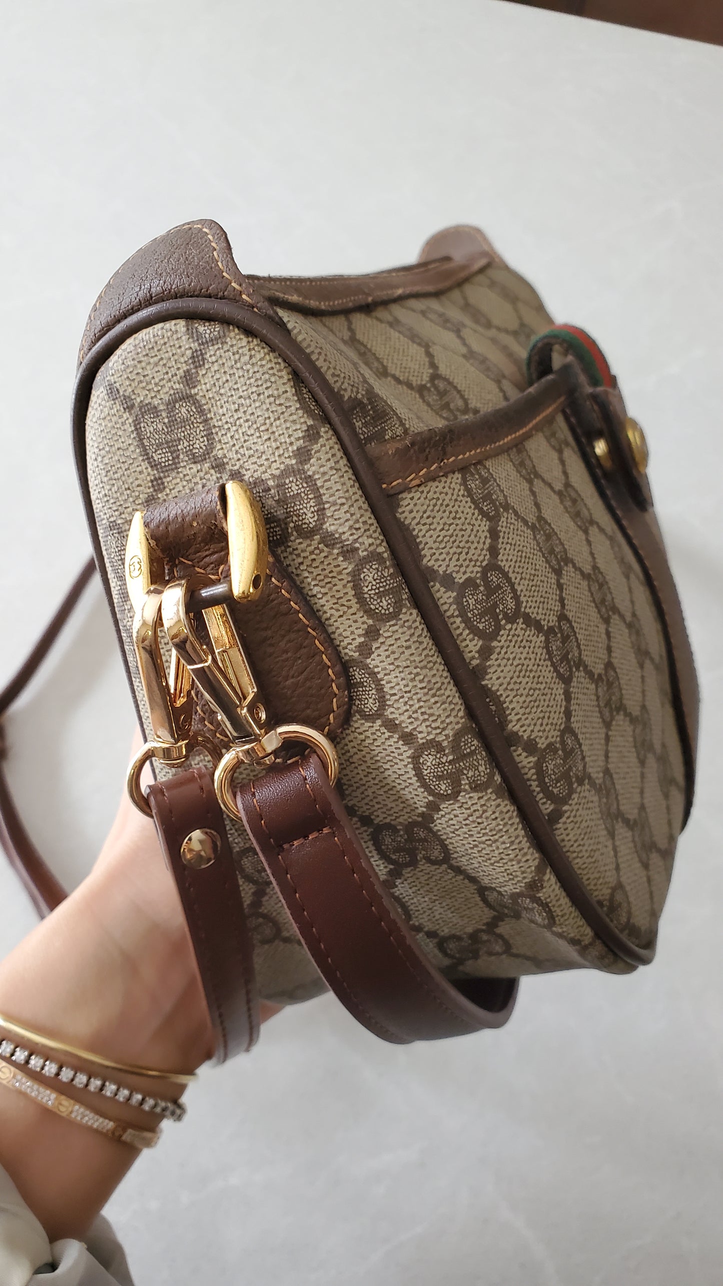 Authentic Vintage Gucci Upcycle Shoulder/ Crossbody Brown Purse on Chain