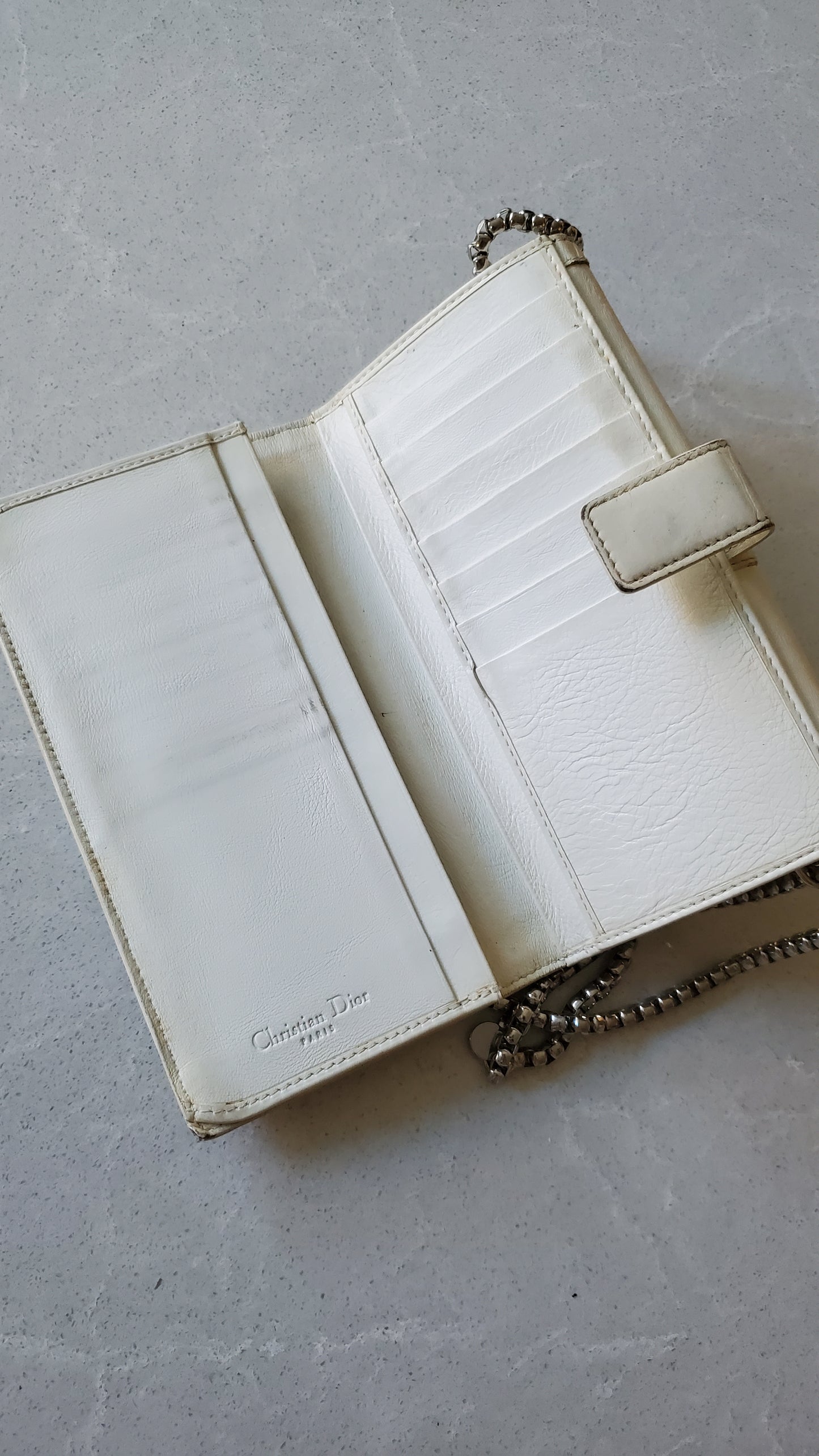 Authentic Vintage Dior Upcycle Cream Wallet with Chain