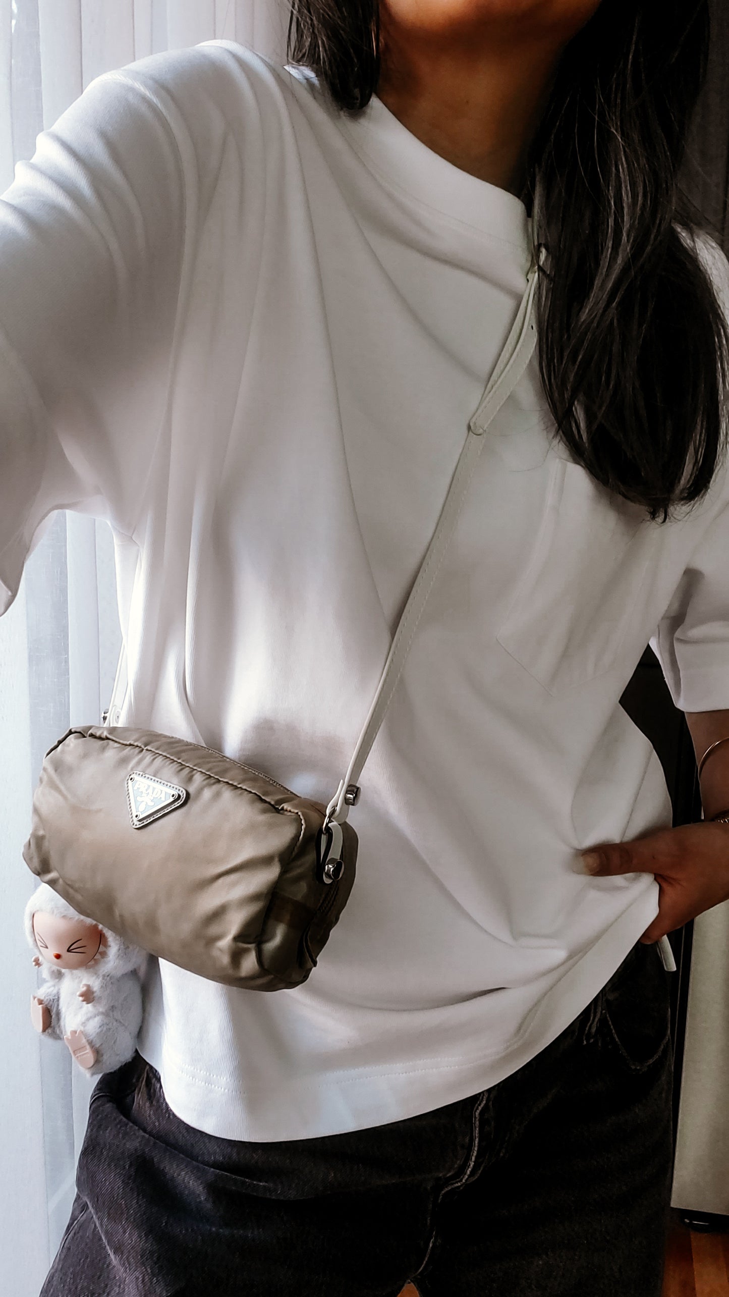 Authentic Prada Upcycle Nylon Pouch with Chain & Strap