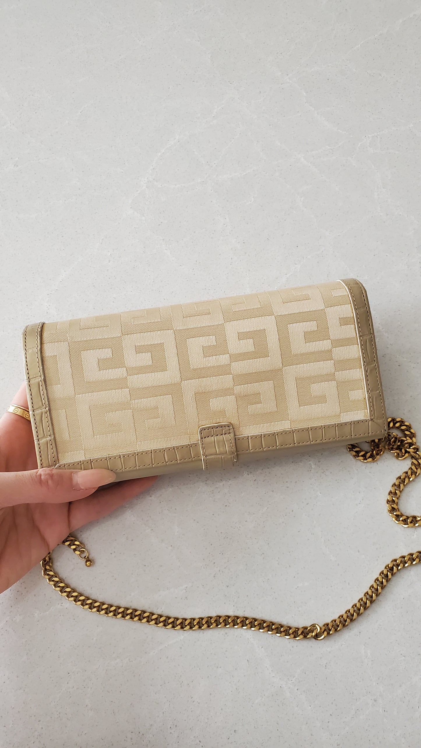 Authentic Givenchy Upcycle Long Beige Wallet on Chain