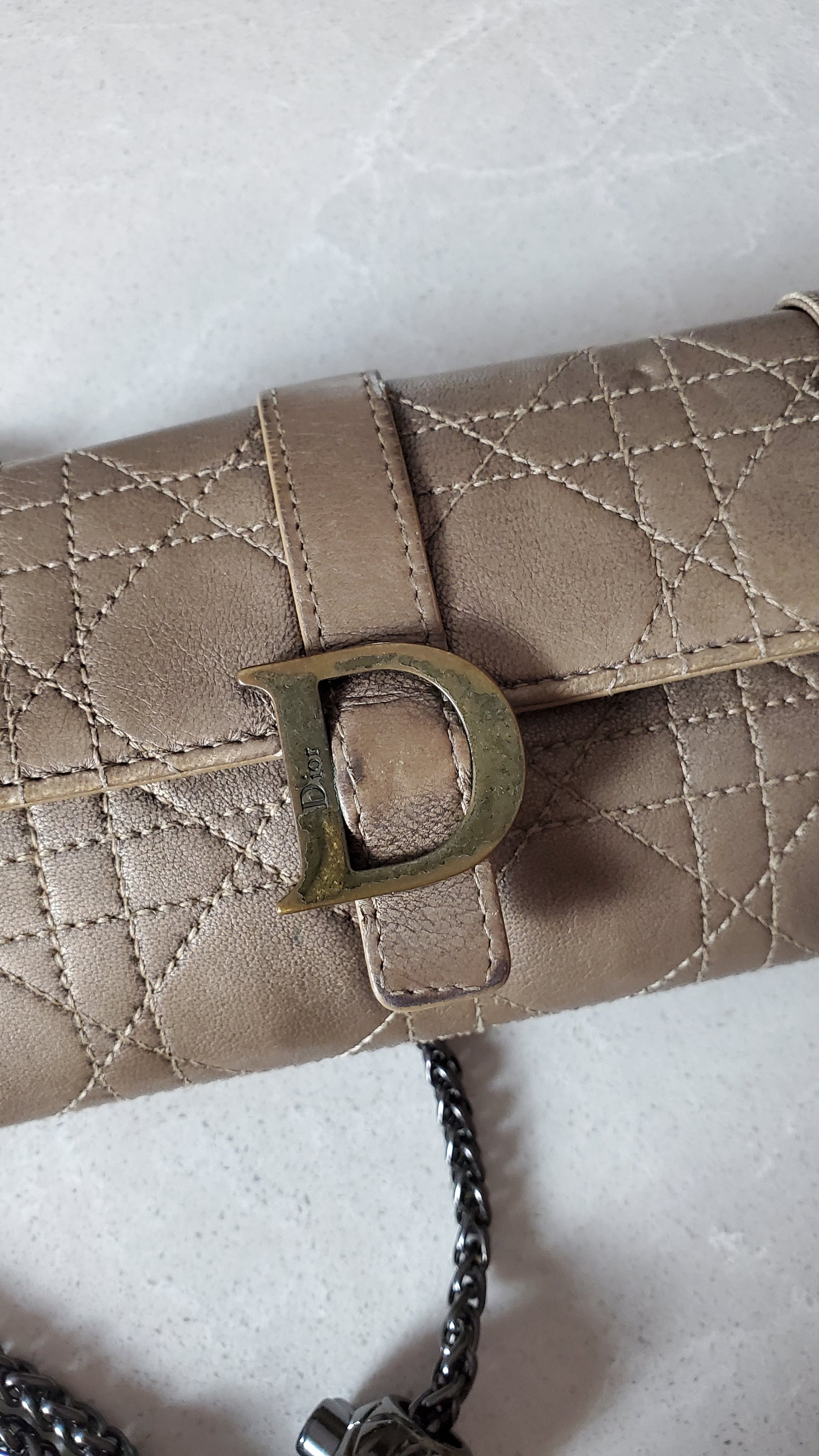 *Rare* Authentic Vintage Dior Upcycle Leather Wallet with Chain