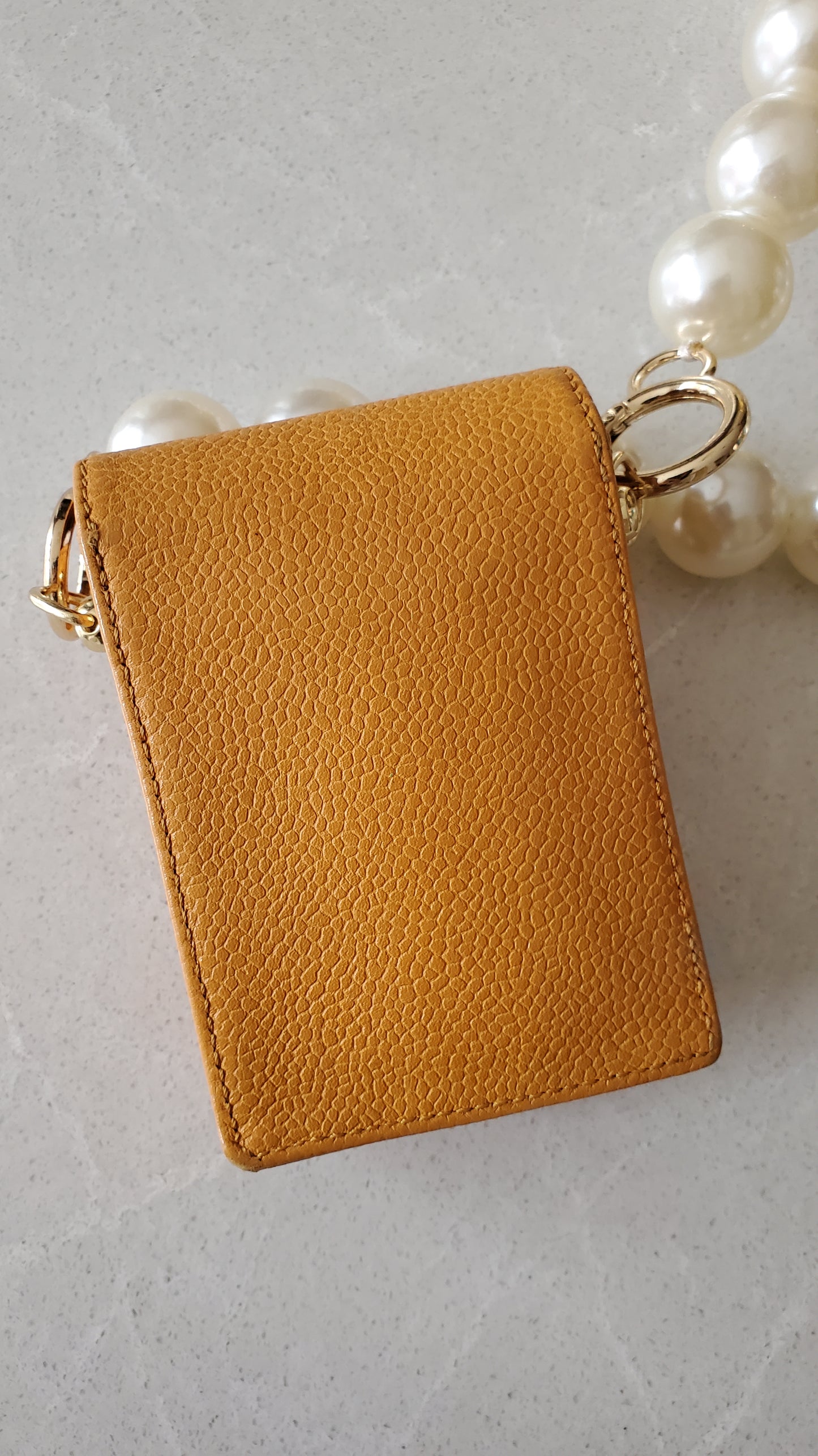 *Rare* Authentic Vintage Chanel Upcycle Yellow Caviar Pouch on Chain (2 chain options)