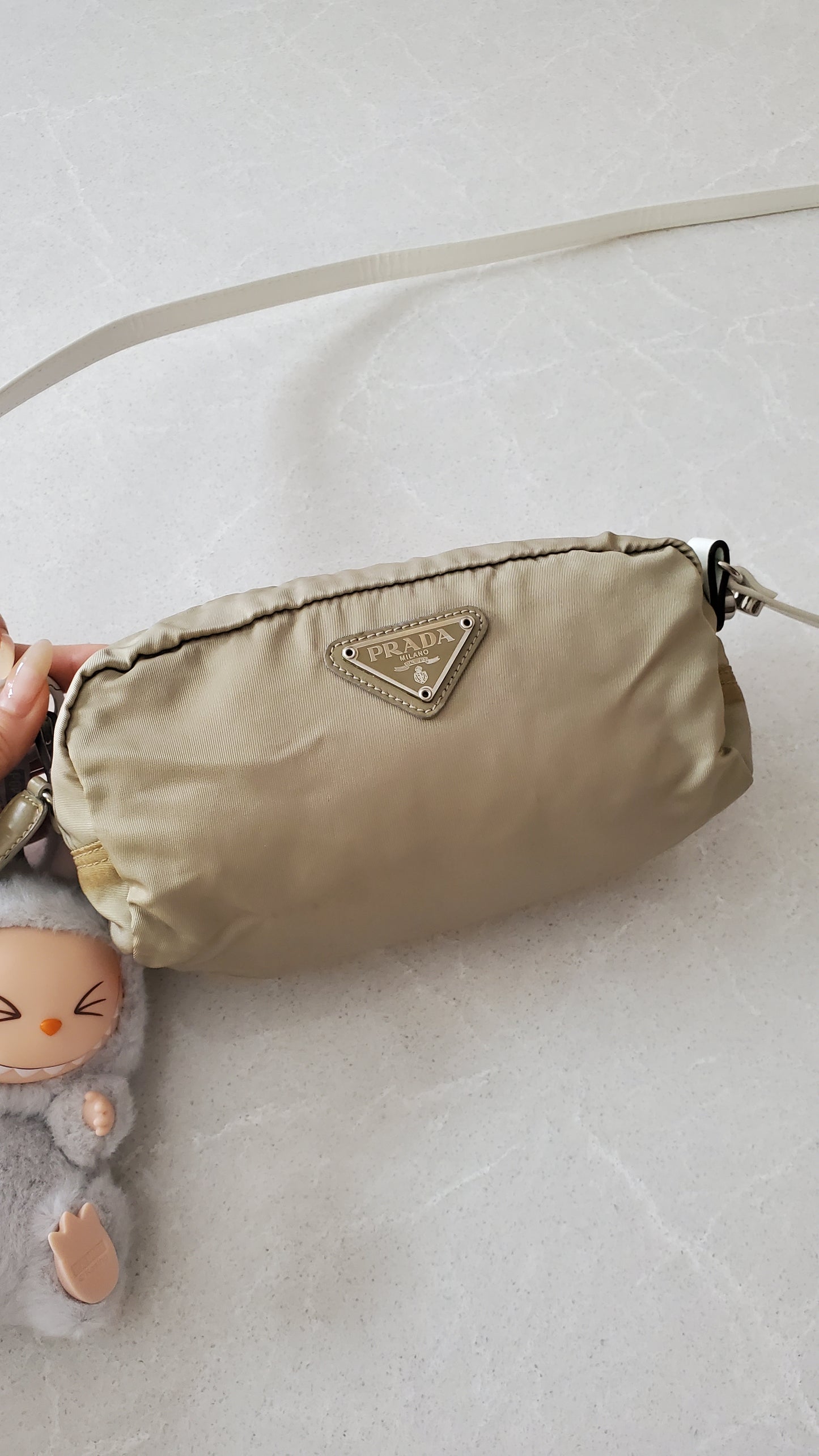 Authentic Prada Upcycle Nylon Pouch with Chain & Strap