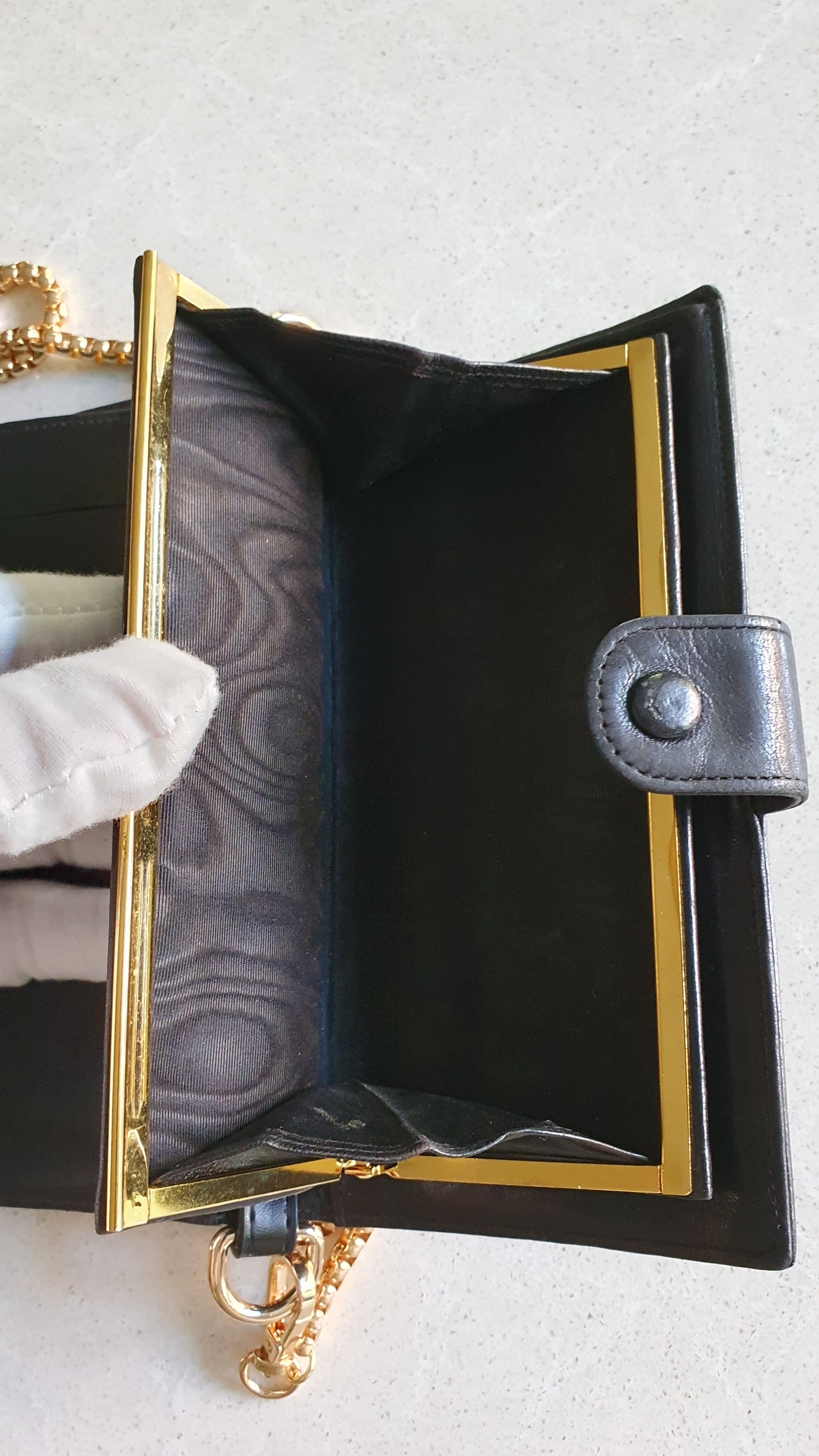 Authentic Chanel Upcycle Black Leather Long Wallet with Strap & Chain