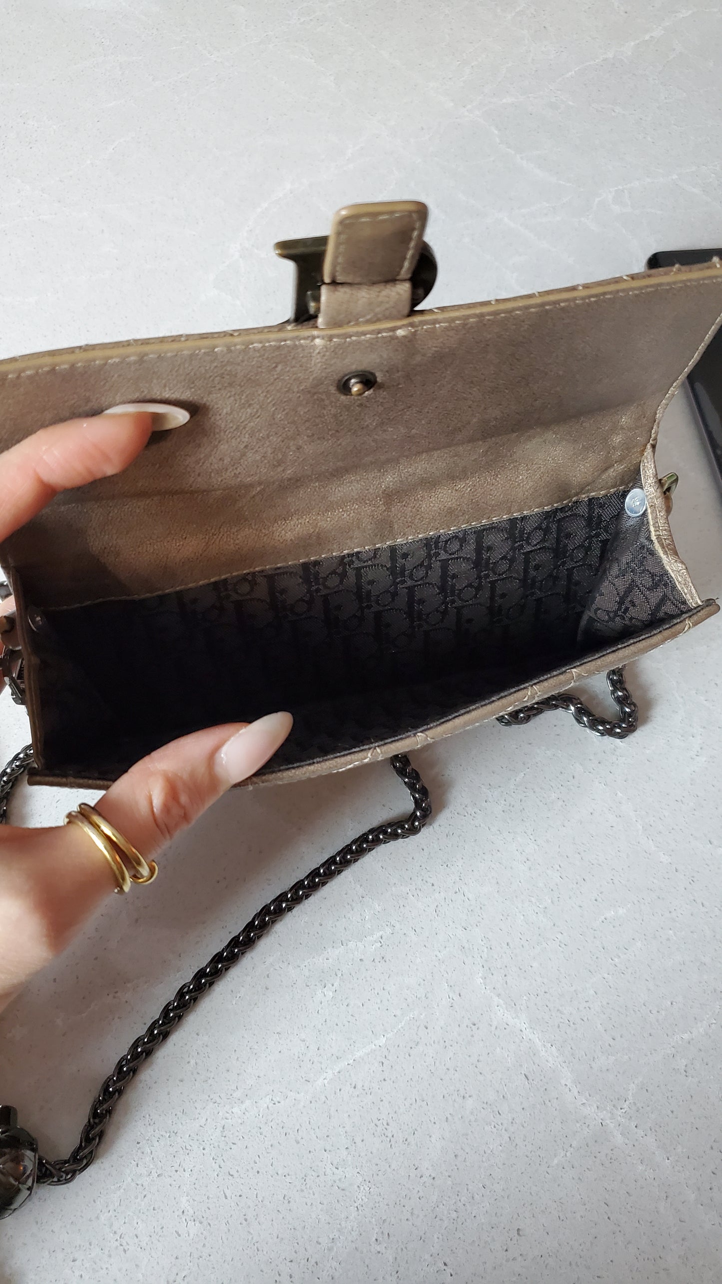 *Rare* Authentic Vintage Dior Upcycle Leather Wallet with Chain