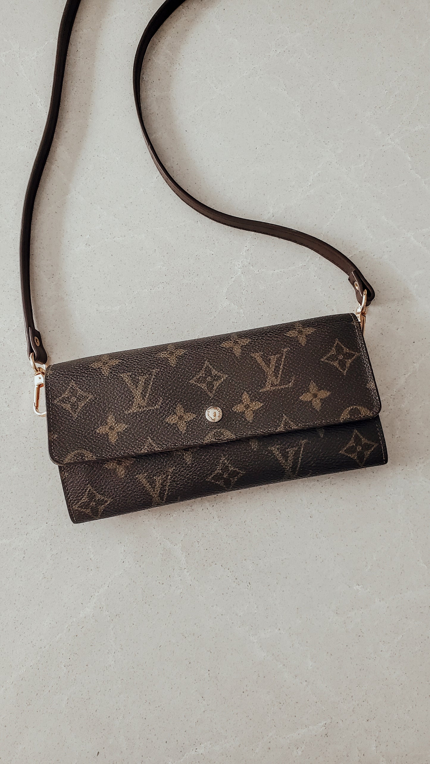 Authentic Vintage Louis Vuitton Upcycle Wallet with Shoulder Strap