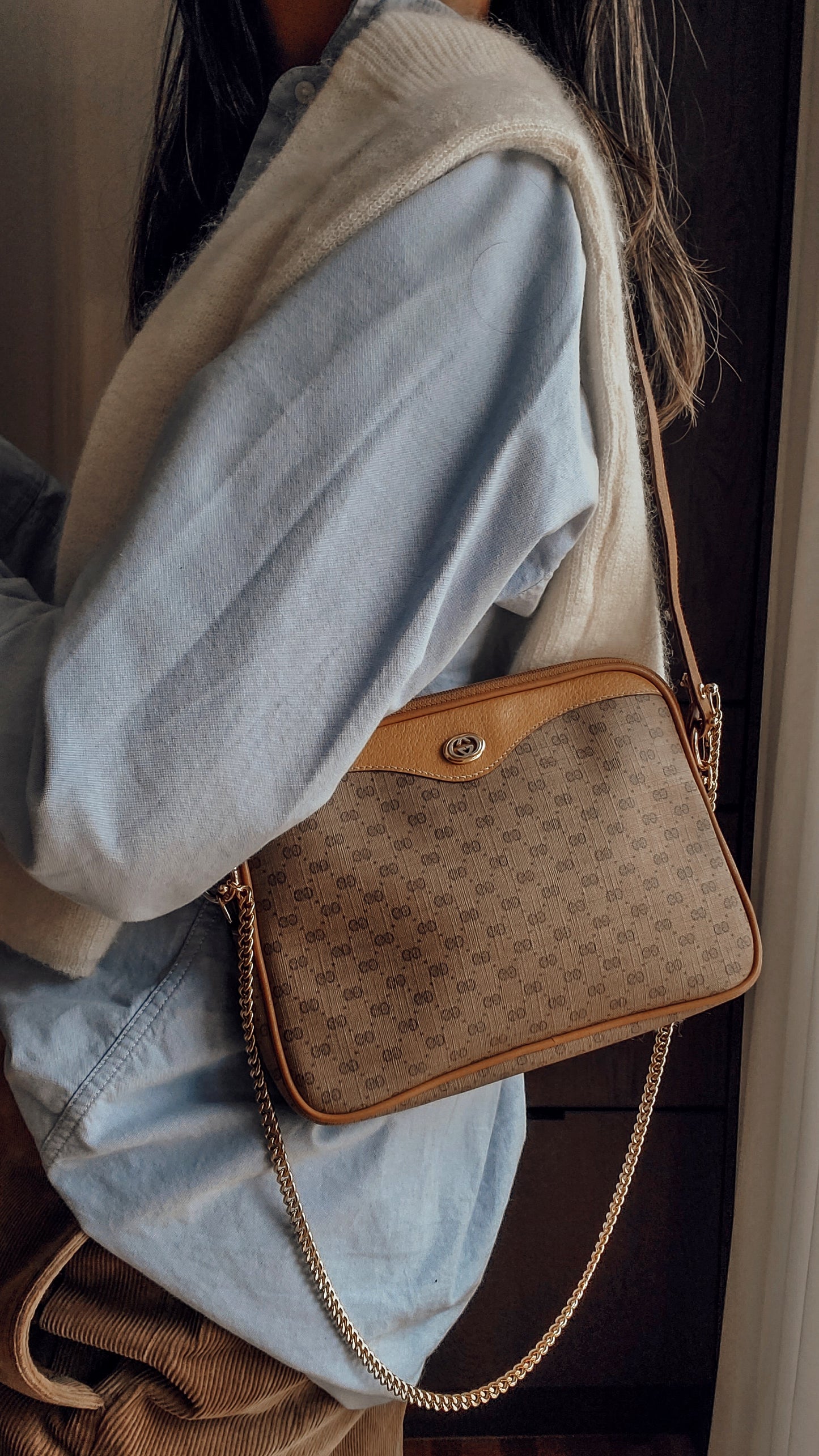 Authentic Vintage Gucci Upcycle Shoulder Purse on Chain/ Strap