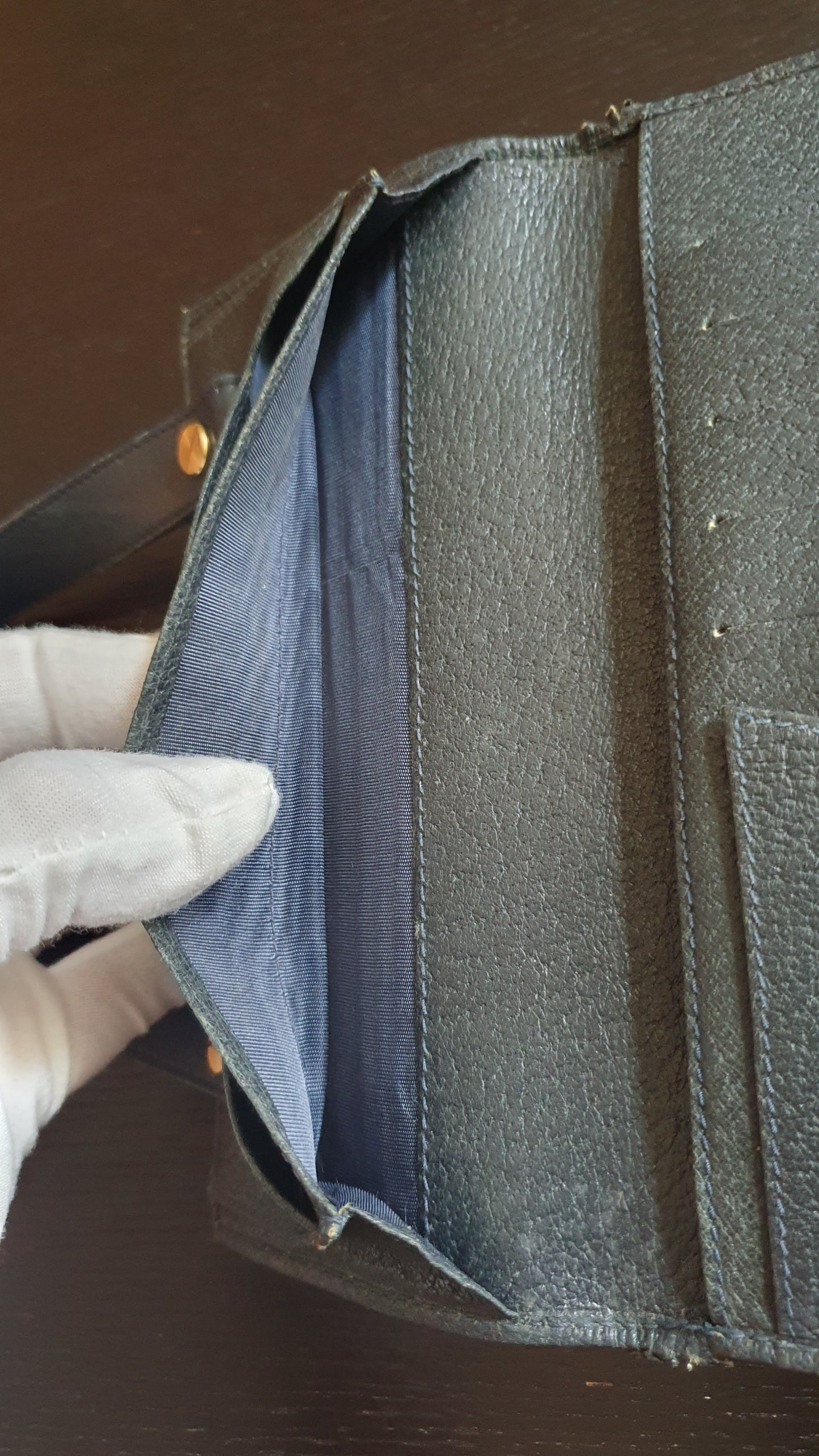 Authentic Vintage Gucci Upcycle Navy Wallet with Single Strap