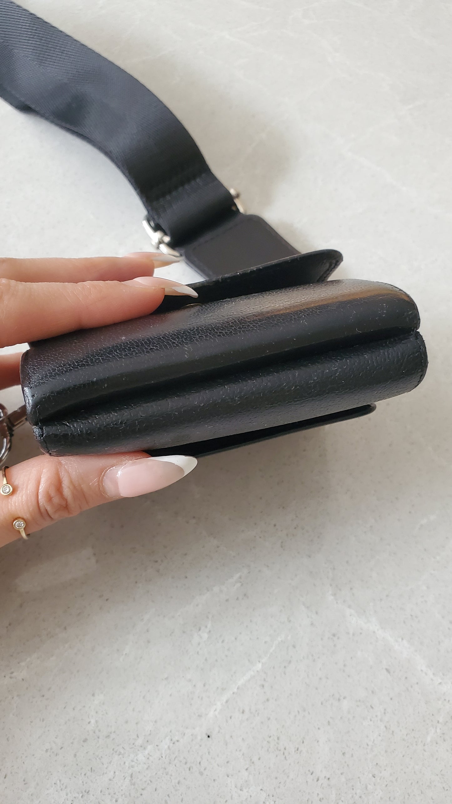 Authentic Chanel Upcycle Black Caviar Compact a Wallet with Strap