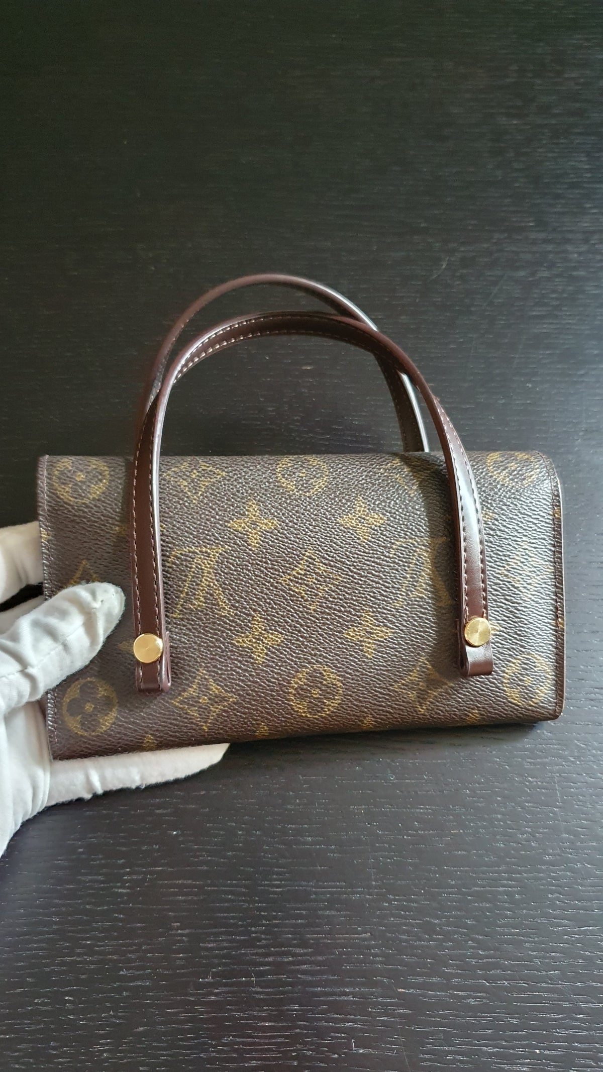 Authentic Vintage Louis Vuitton (3) Upcycle Brown Monogram Wallet with Two Handles