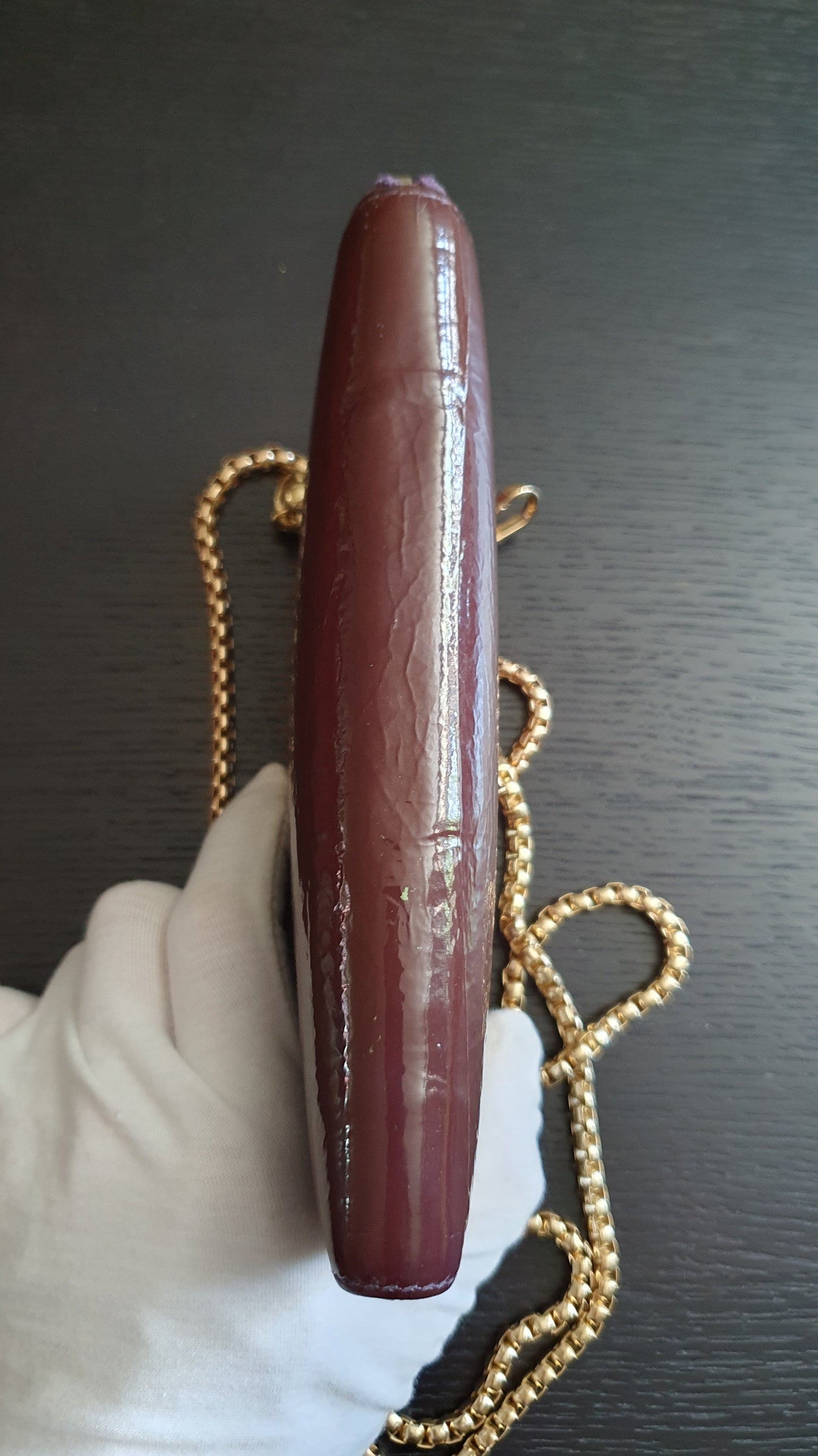 Authentic Miu Miu Upcycle Long Zip Patent Wallet with Chains