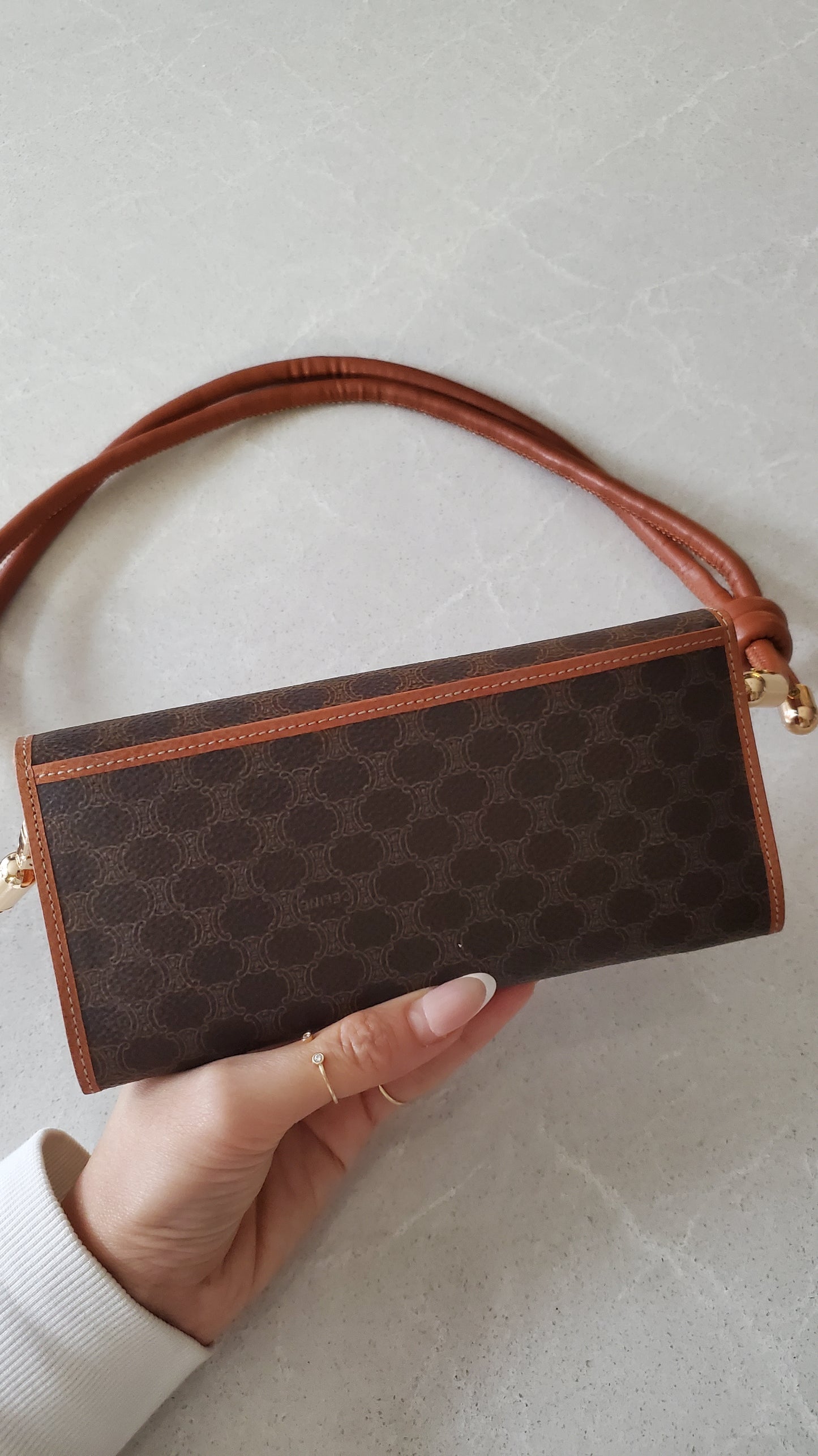 Authentic Vintage Celine Upcycle Long Wallet on Chain & Strap