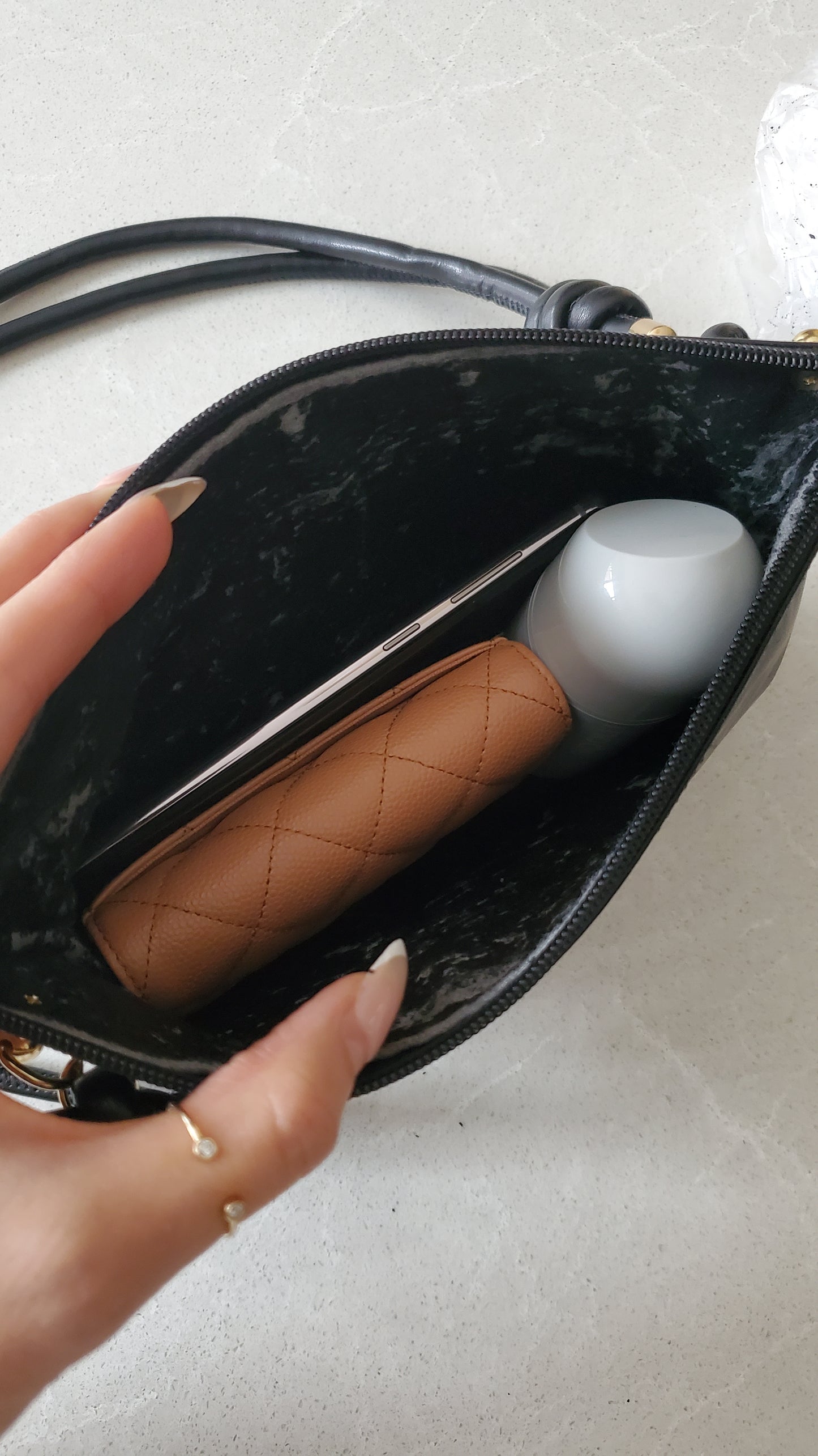 Authentic Vintage Loewe Upcycle Black Leather Perfect Size Pouch with Strap