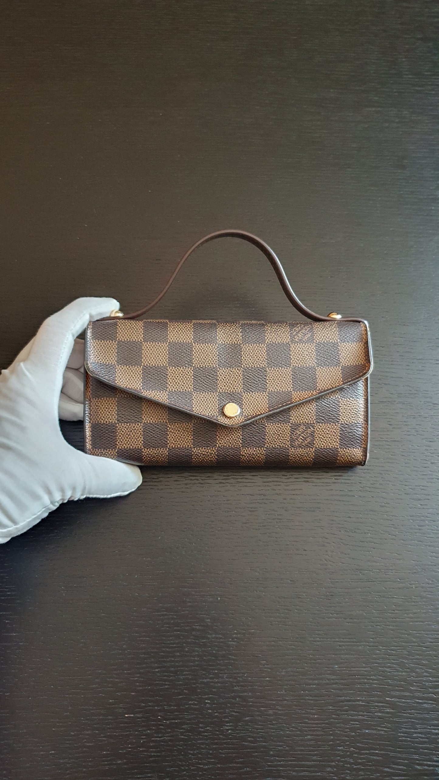 Authentic Louis Vuitton Upcycle Brown Damier Wallet with Single Handle