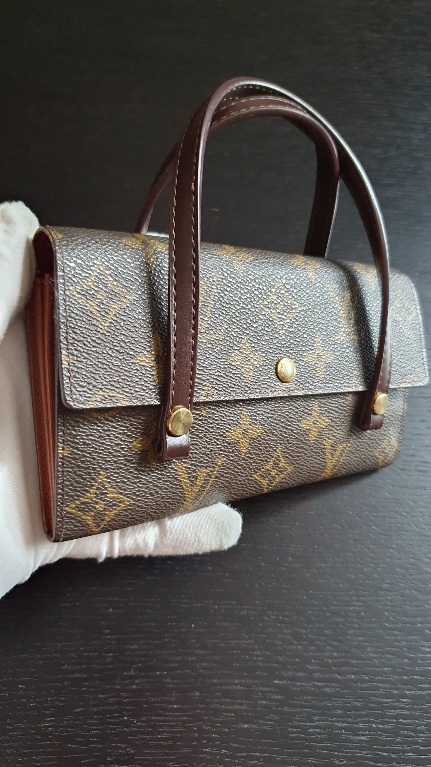 Authentic Vintage Louis Vuitton Upcycle Brown Monogram Wallet with Two Handles