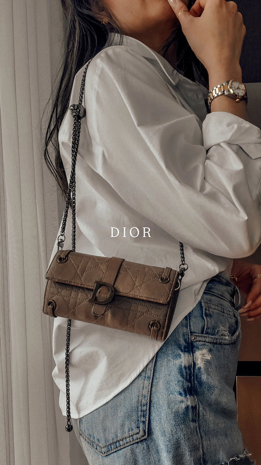 *Rare* Authentic Vintage Dior Upcycle Leather Wallet with Chain