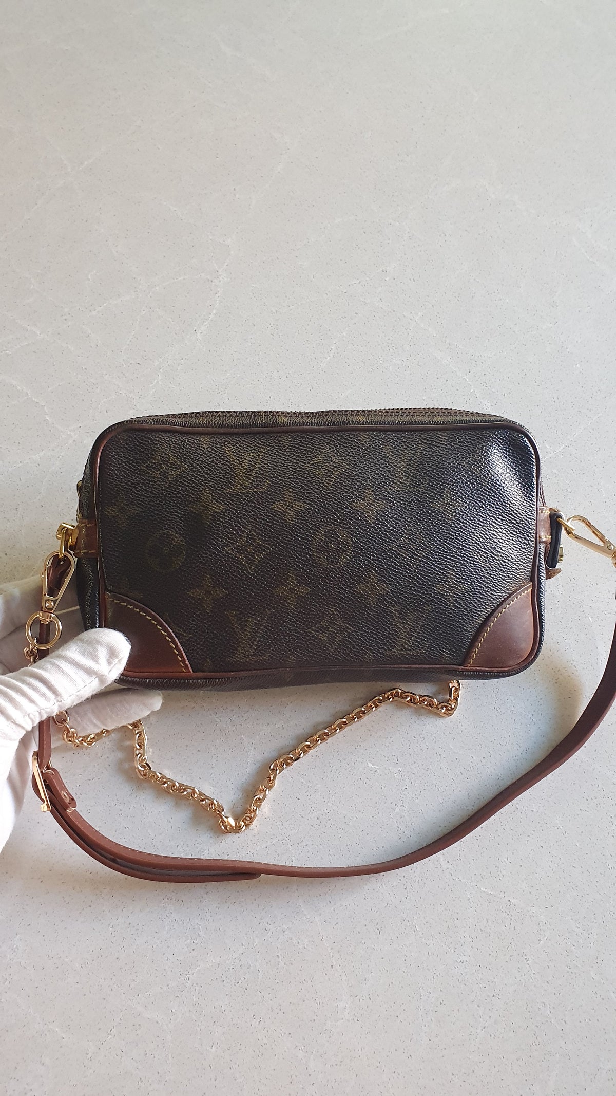 Authentic Vintage Louis Vuitton Upcycle Shoulder Purse with Strap & Chain