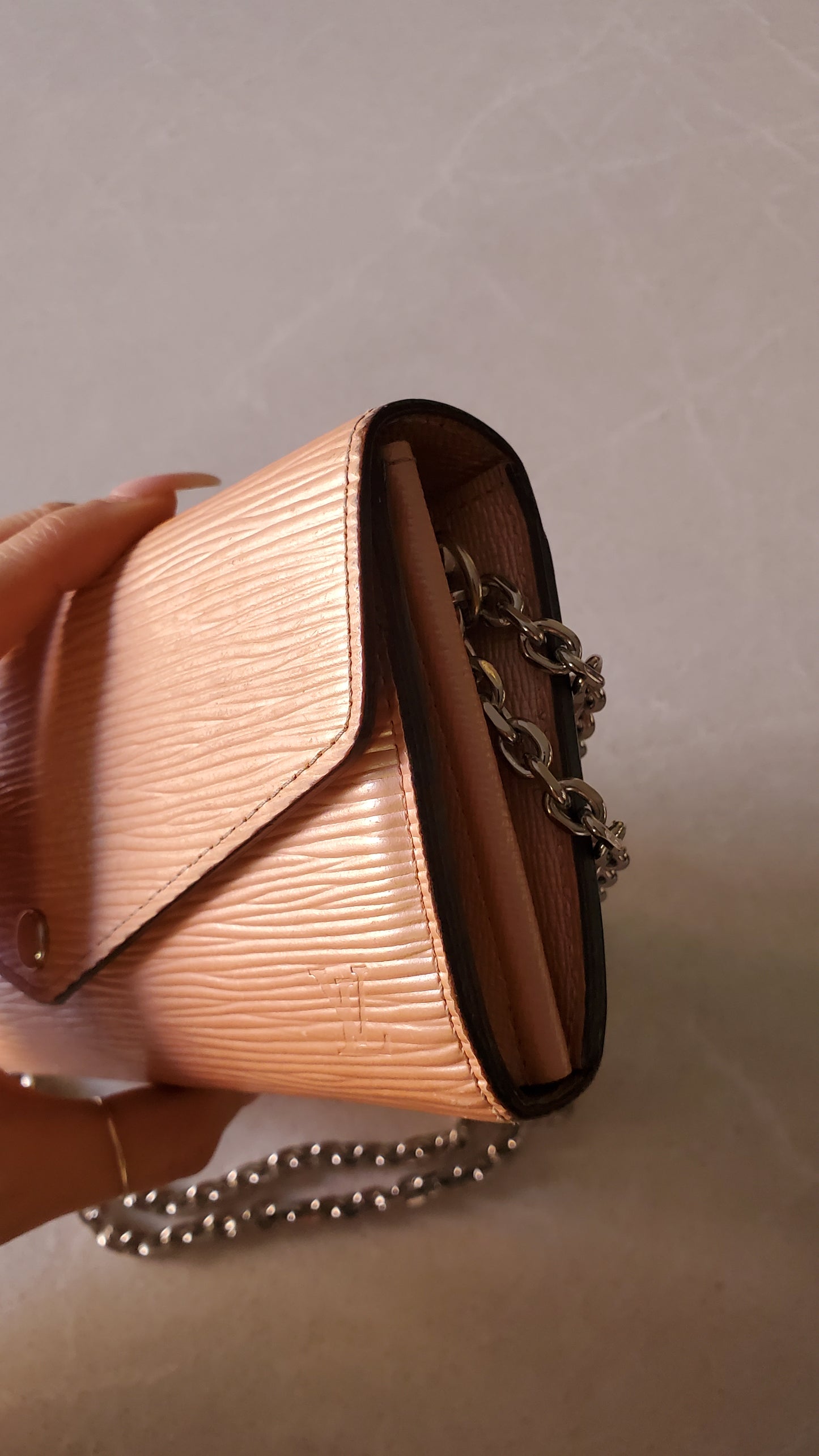 Authentic Louis Vuitton Pink Epi Upcycle Long Wallet on Chain