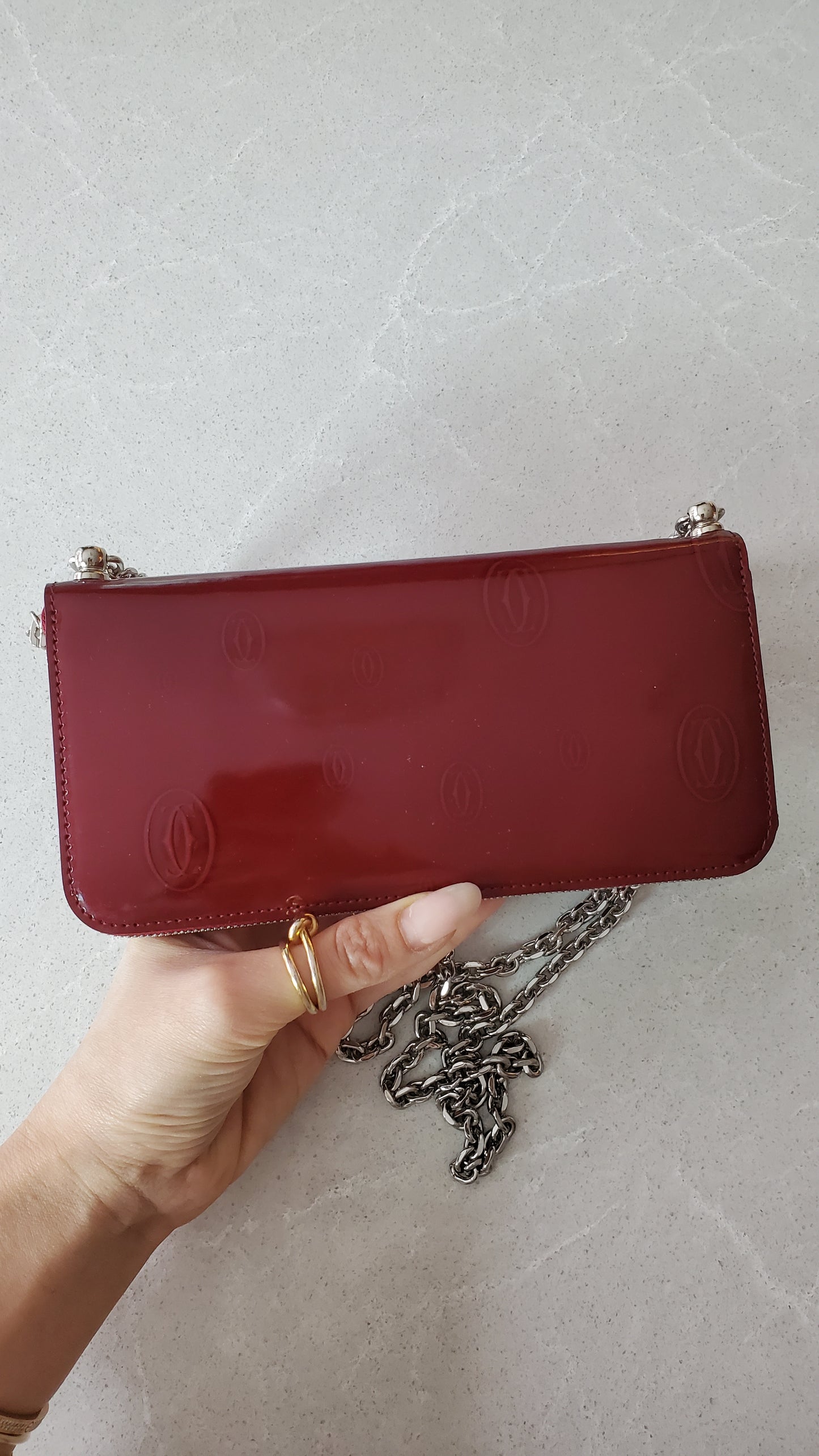 Authentic Vintage Cartier Upcycle Long Zip Wallet with Chains