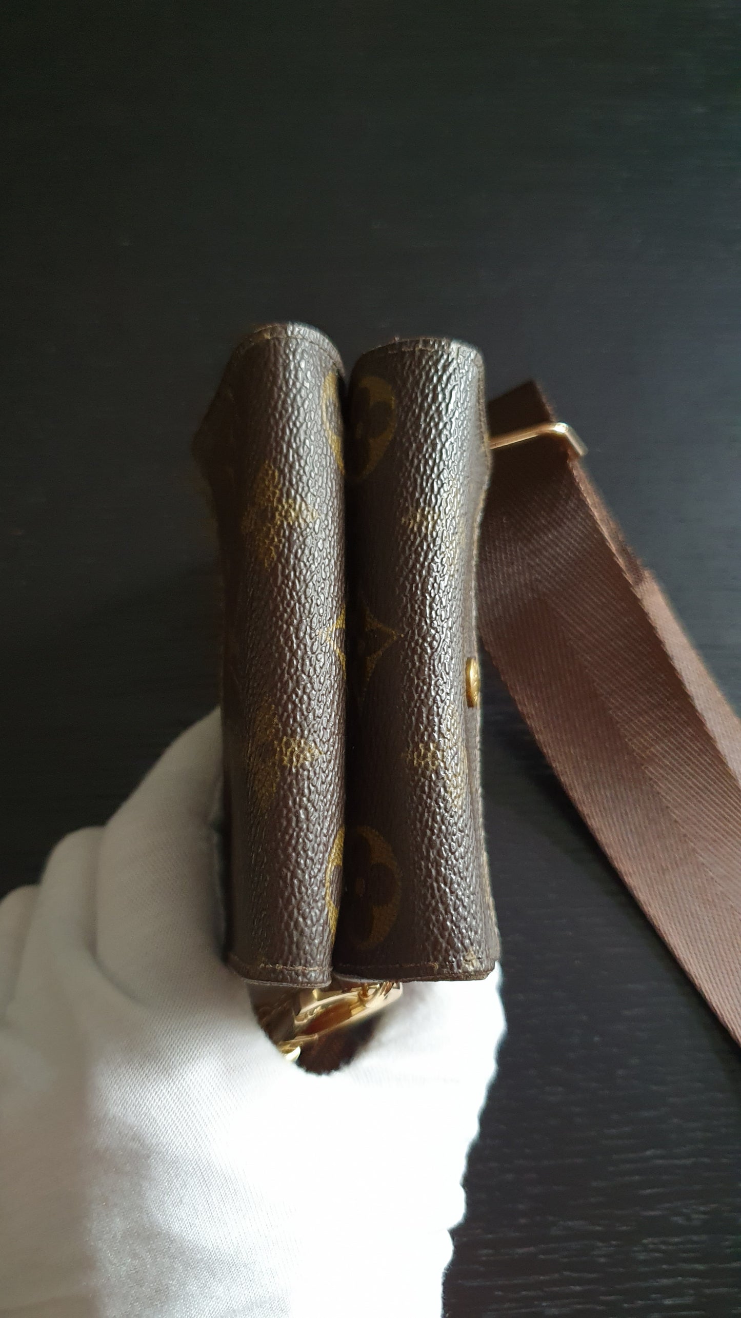 Authentic Vintage Louis Vuitton (2) Upcycle Small Wallet on Chain & Strap
