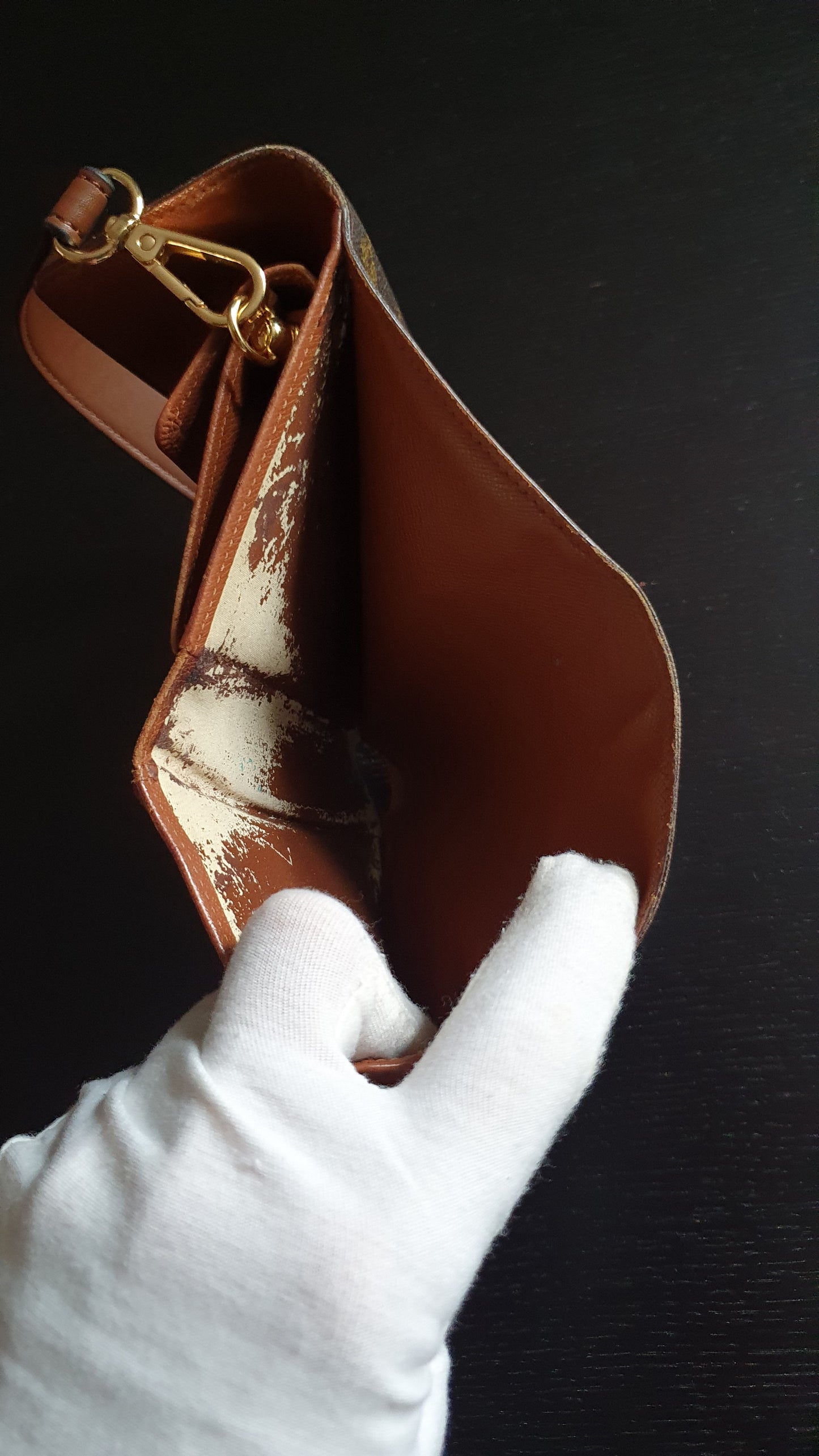 Authentic Vintage Louis Vuitton Small Brown Wallet with Short Handle Strap