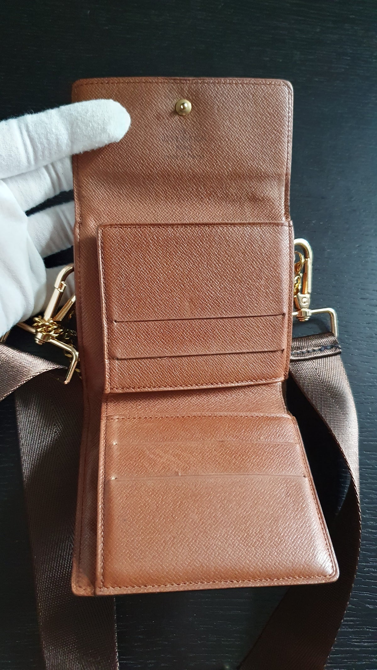 Authentic Vintage Louis Vuitton (3) Upcycle Small Wallet on Chain & Strap