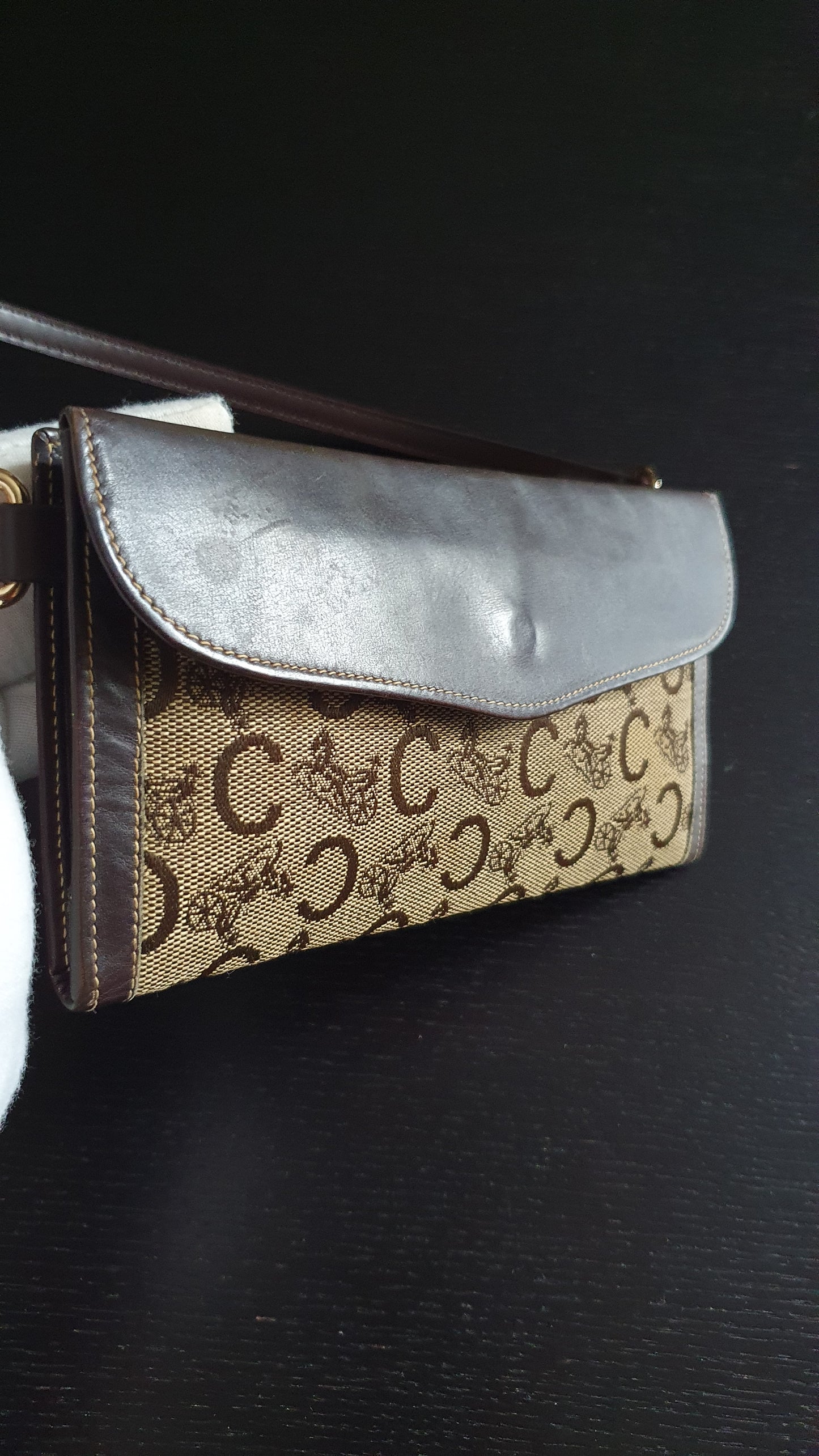 Authentic Vintage Celine Upcycle Wallet with Shoulder Strap