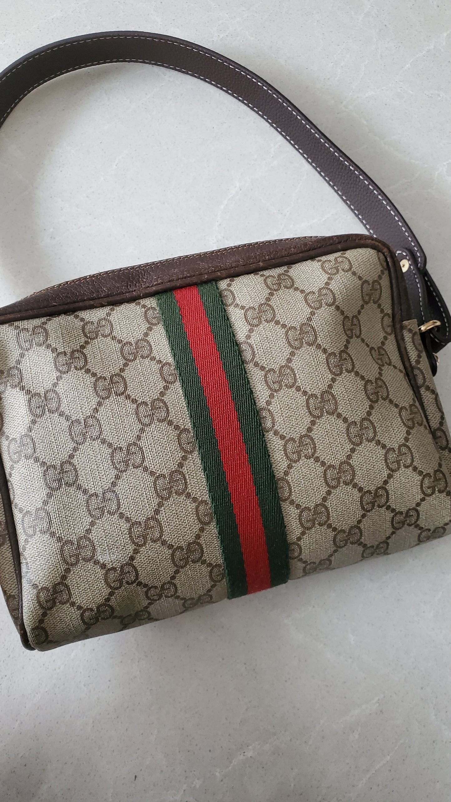 Authentic Vintage Gucci Upcycle (Brown) Shoulder Purse with Strap