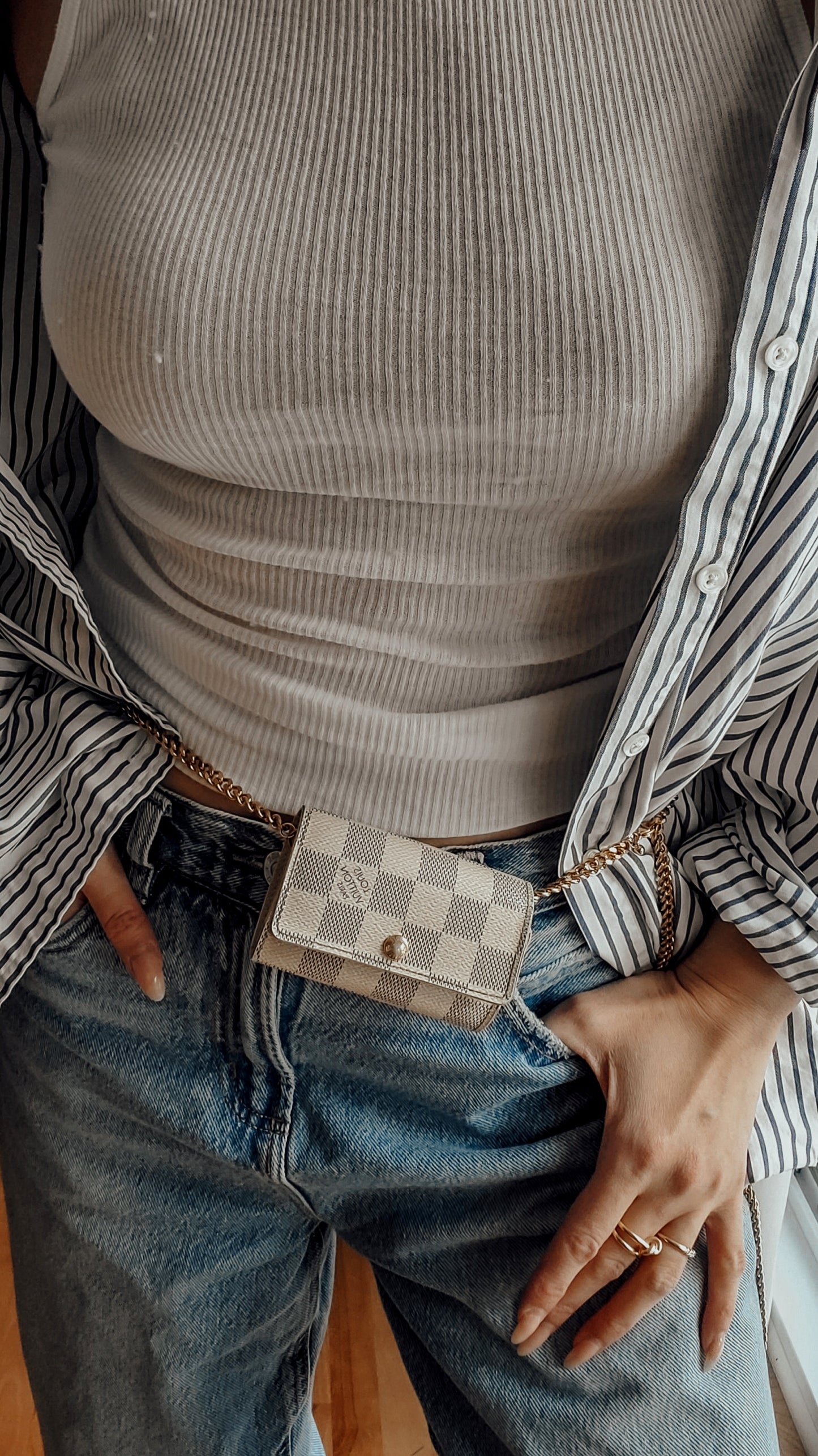 Authentic Louis Vuitton Damier Upcycle Keyholder on Chain