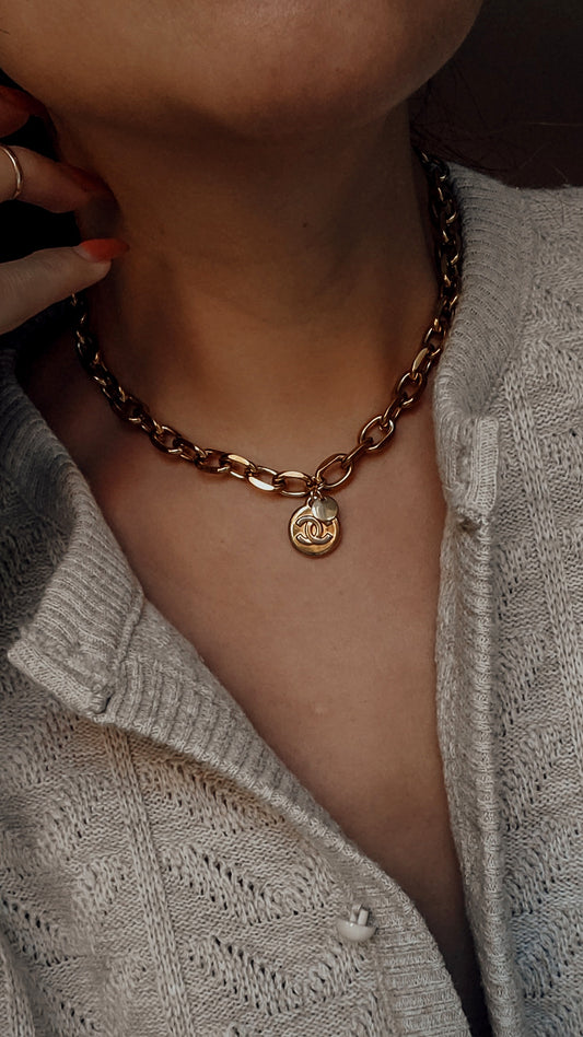 Authentic Vintage Chanel Upcycle Gold Chunky Chain Necklace