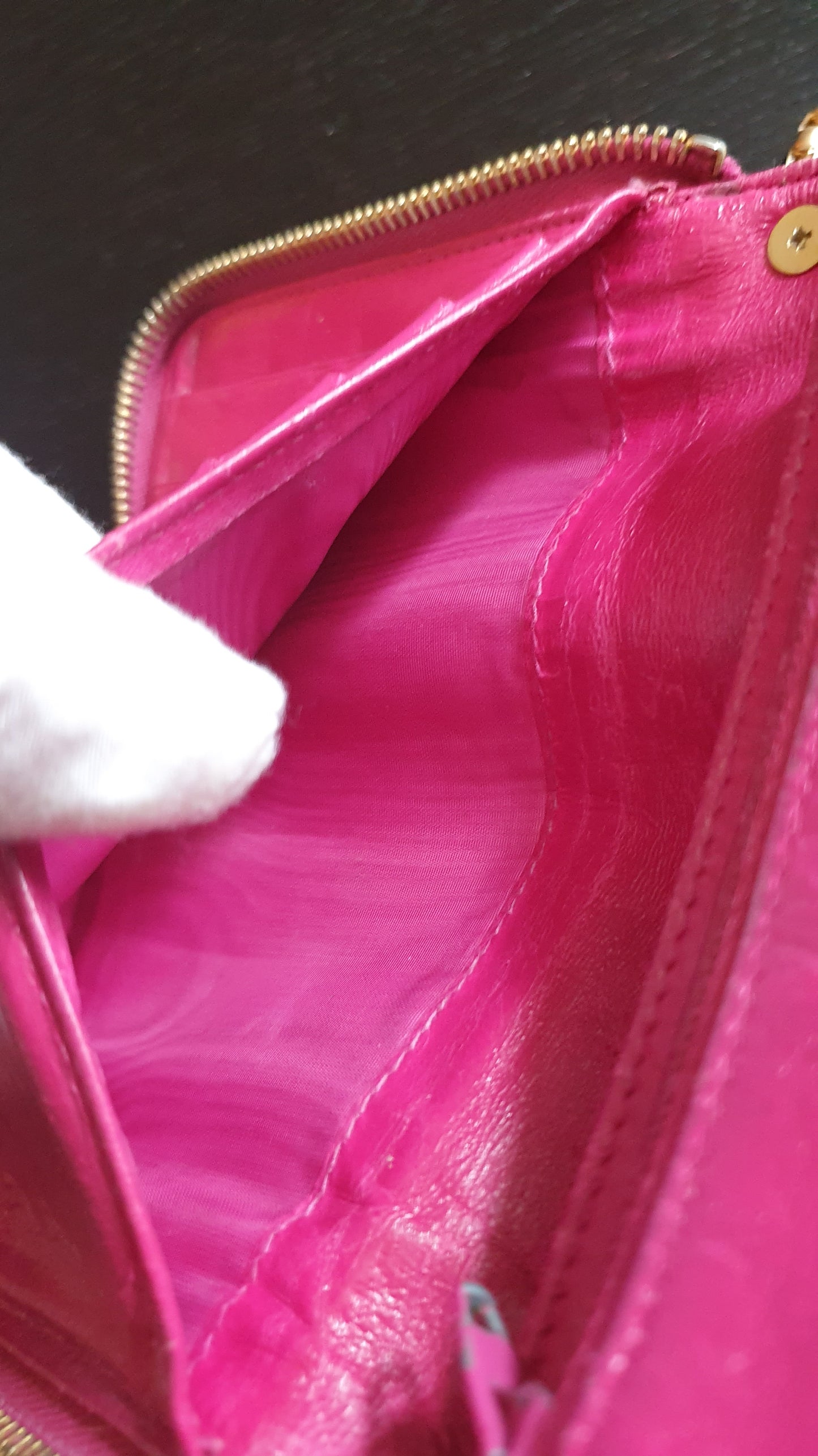 Authentic Chanel Upcycle Pink Caviar Zip Wallet with Shoulder Chain