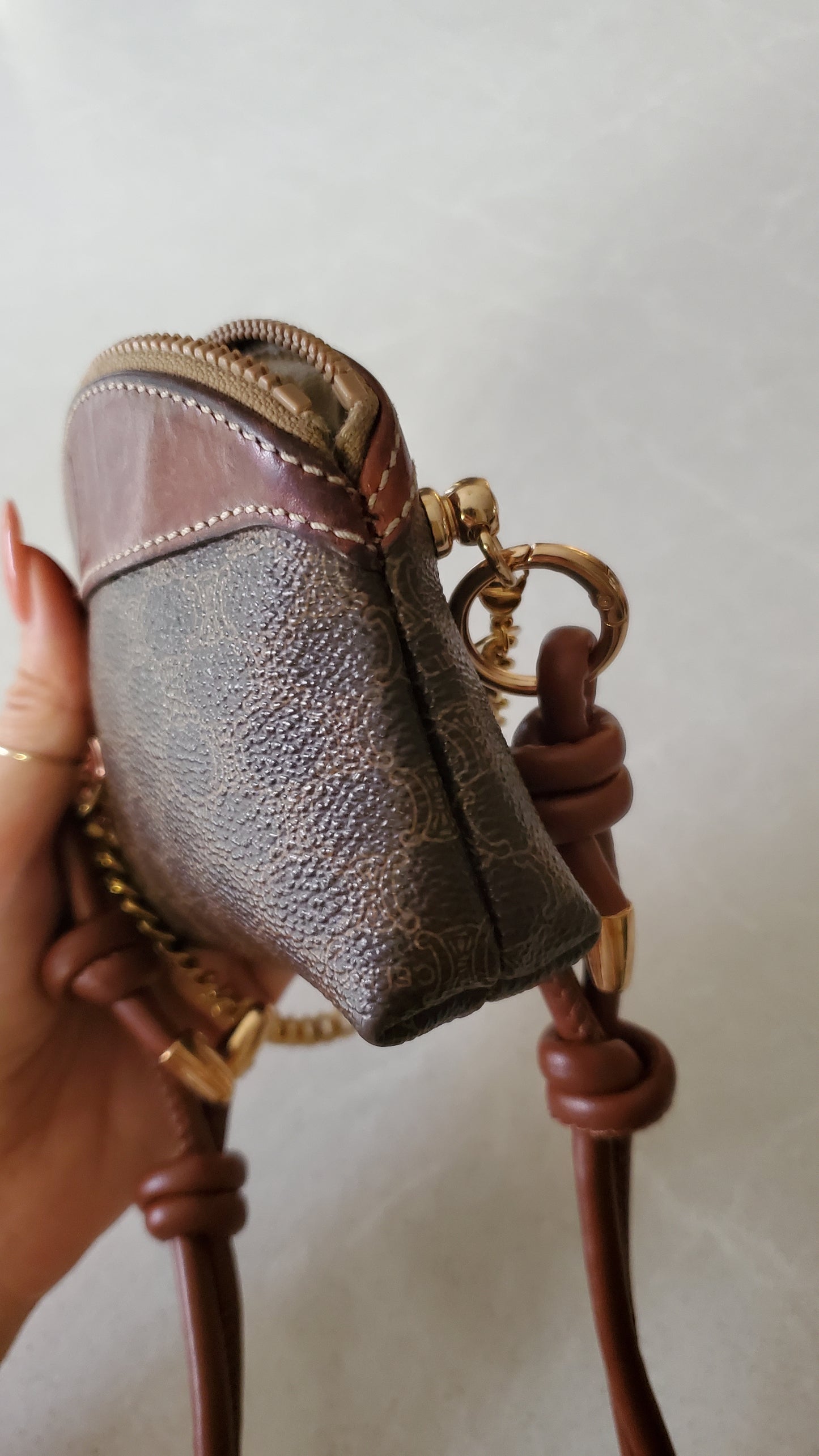 Authentic Vintage Celine Upcycle Mini Pouch on Chain & Strap