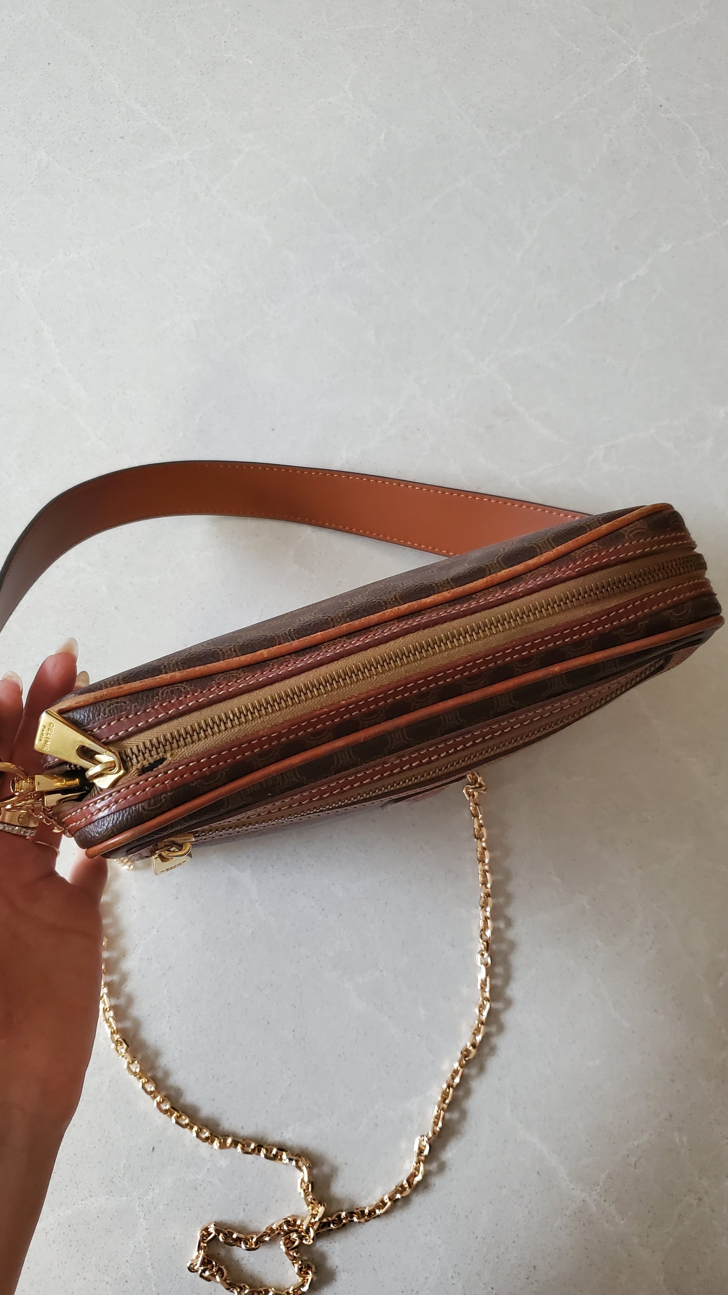 Authentic Vintage Celine Upcycle Purse on Chain & Strap