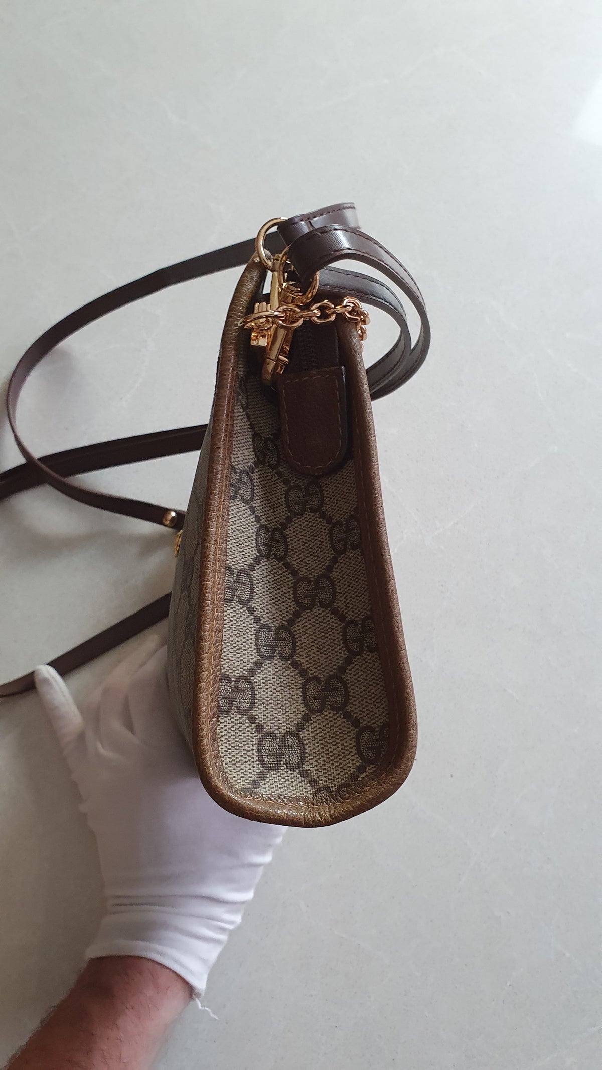 Authentic Vintage Gucci Upcycle Brown Purse with Straps and Chain