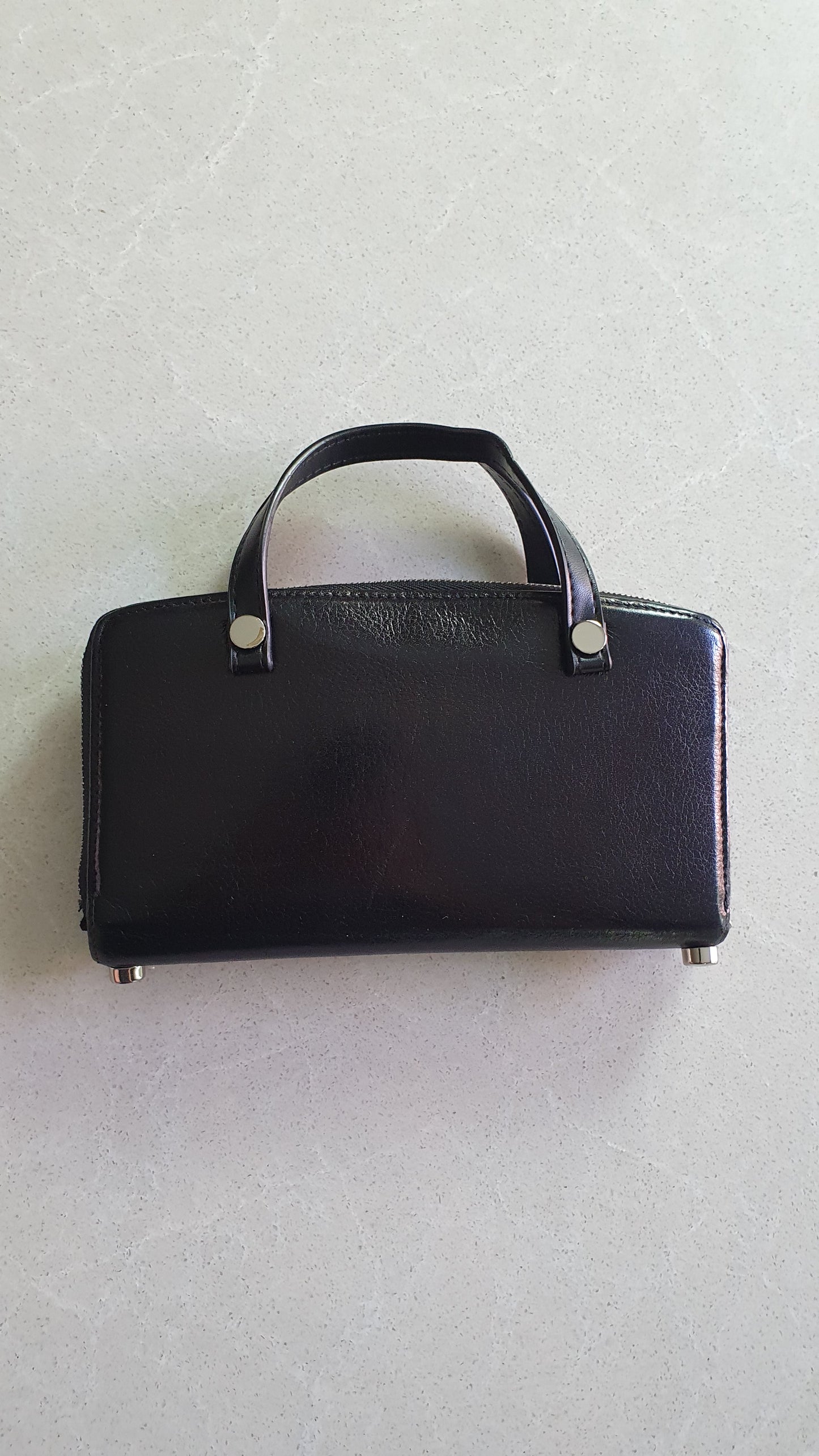 Authentic Vintage Cartier Upcycle Black Leather Wallet with Two Handles