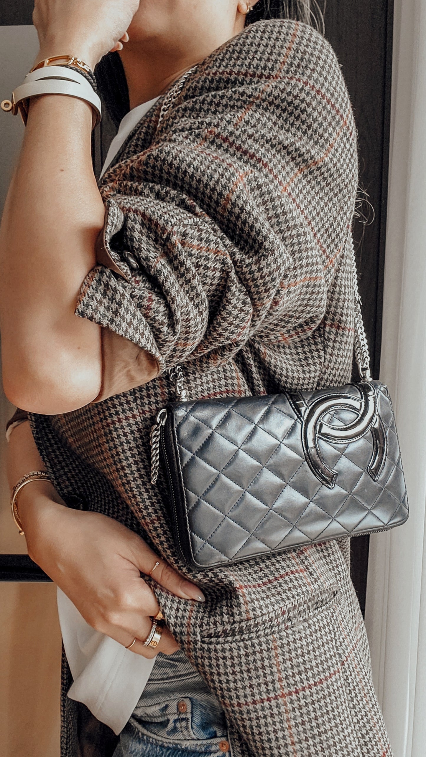 Authentic Vintage Chanel Upcycle Large Zip Wallet on Chain