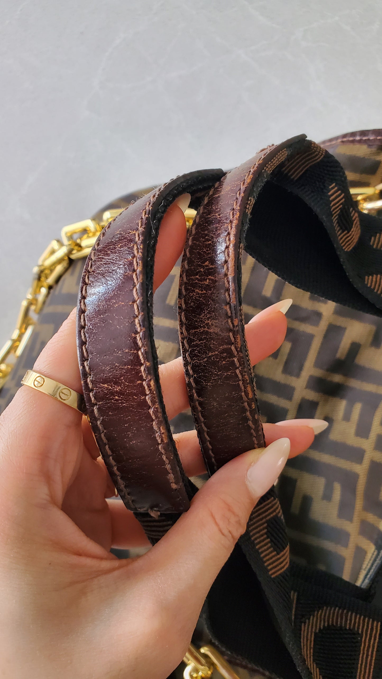 Authentic Fendi FF Upcycle Large Tote Bag with Chains