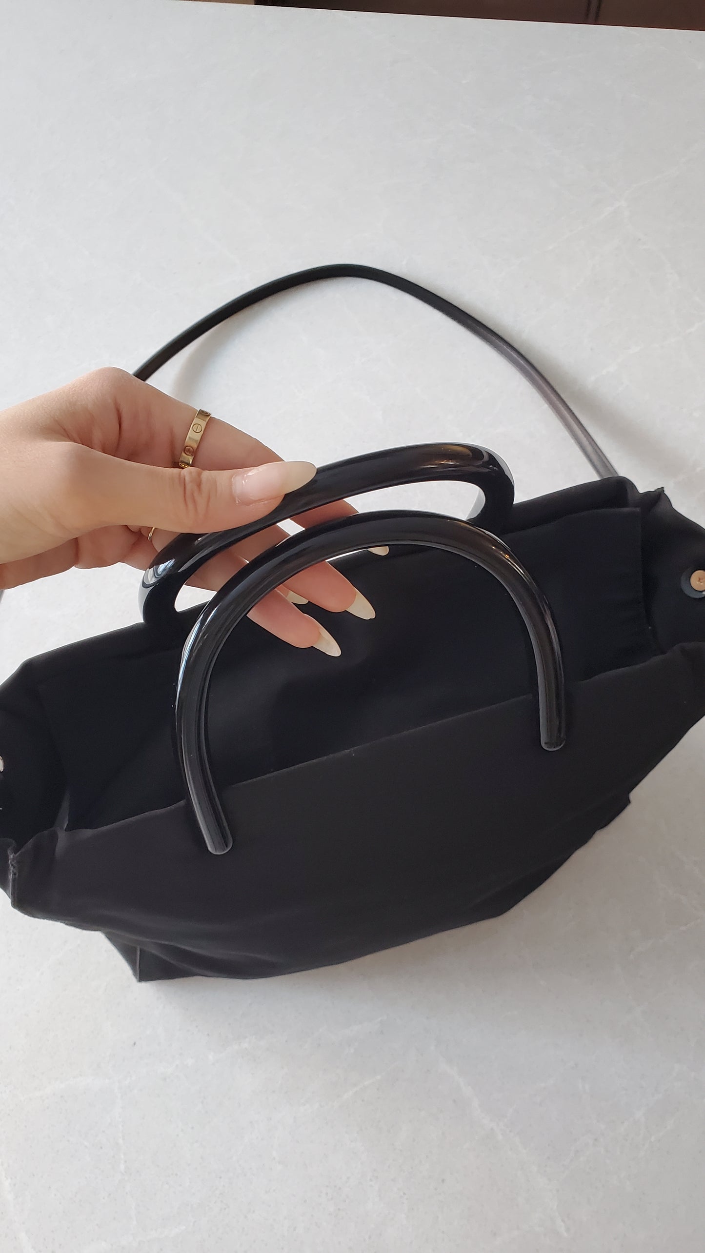 Authentic Prada Upcycle Black Nylon Tote Bag with Strap