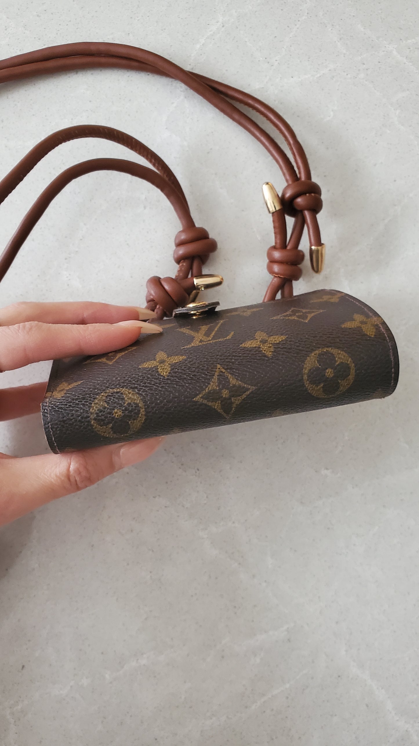 Authentic Vintage Louis Vuitton Upcycle Small Compact Wallet with Strap