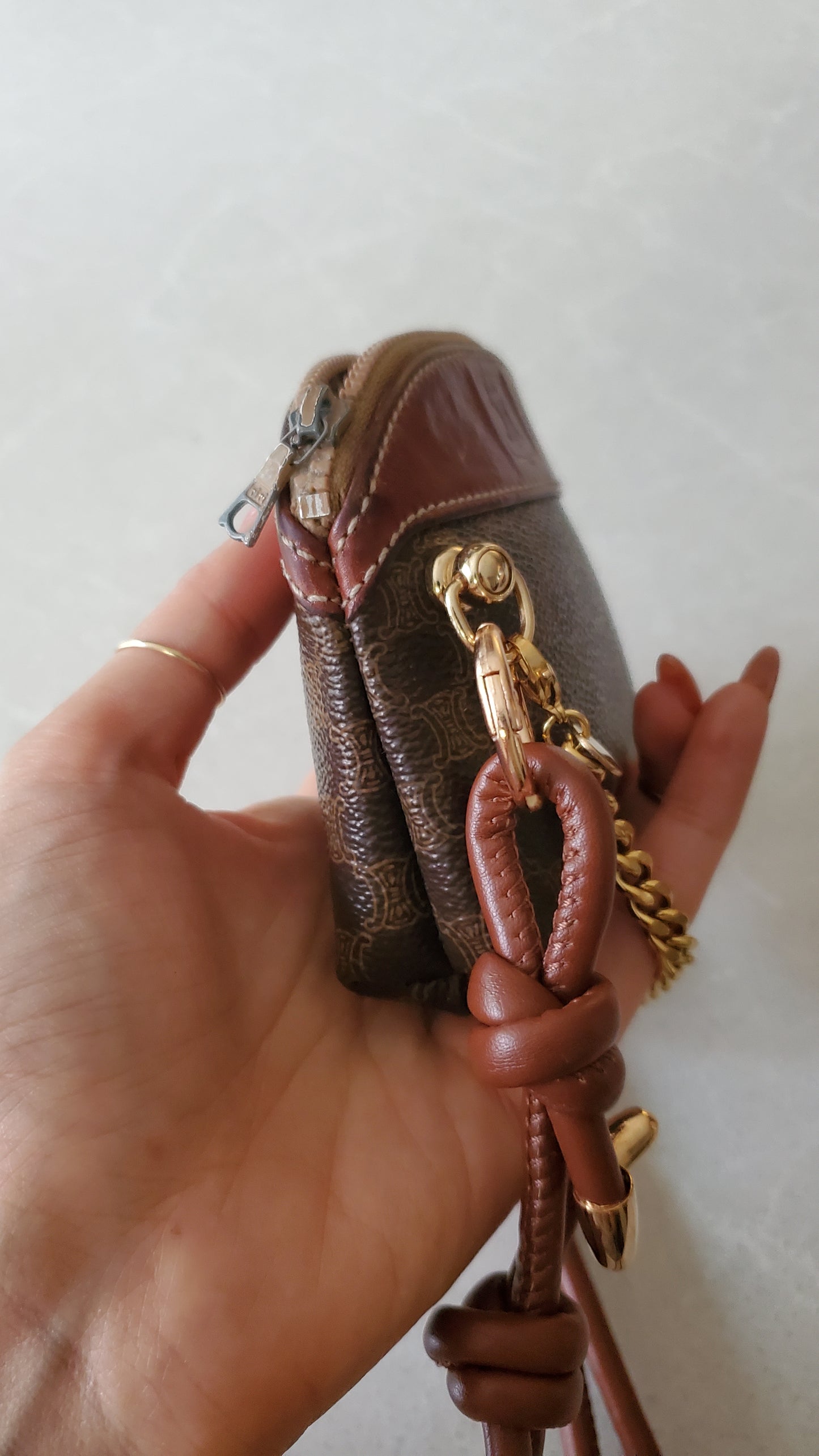 Authentic Vintage Celine Upcycle Mini Pouch on Chain & Strap
