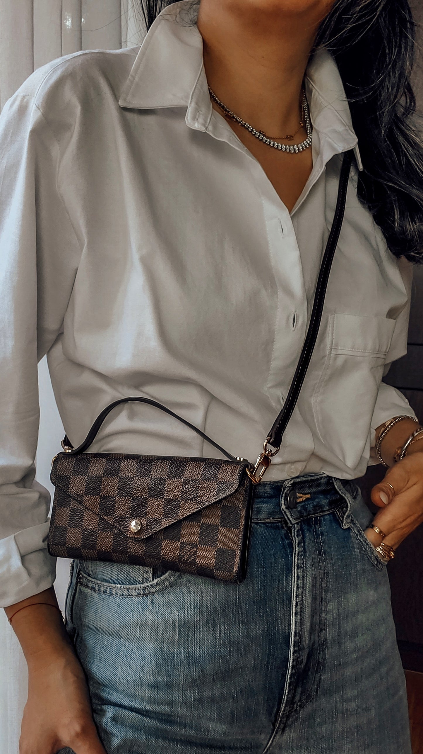 Authentic Louis Vuitton (2) Upcycle Brown Damier Wallet with Straps