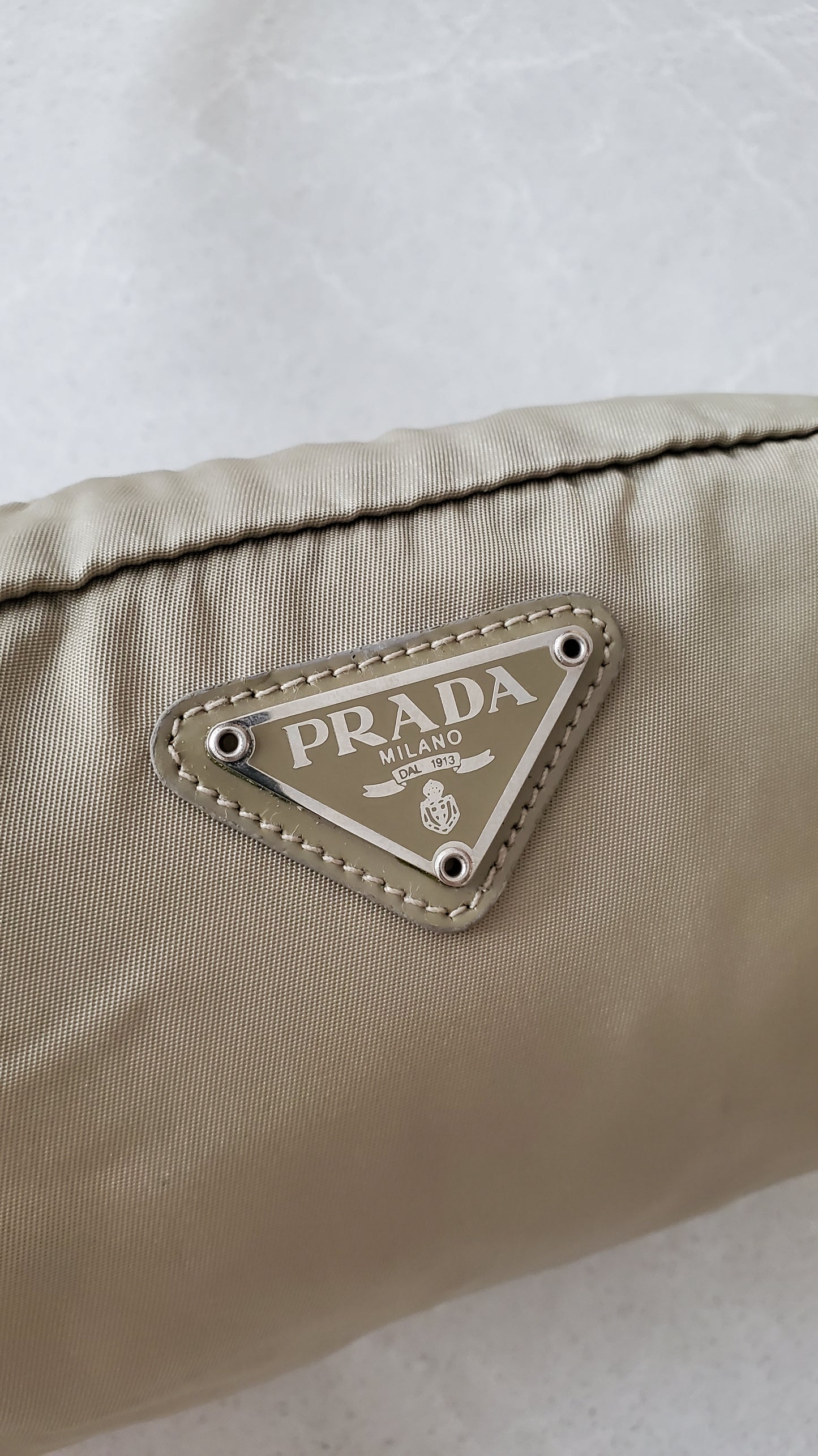 Authentic Prada Upcycle Nylon Pouch with Chain & Strap