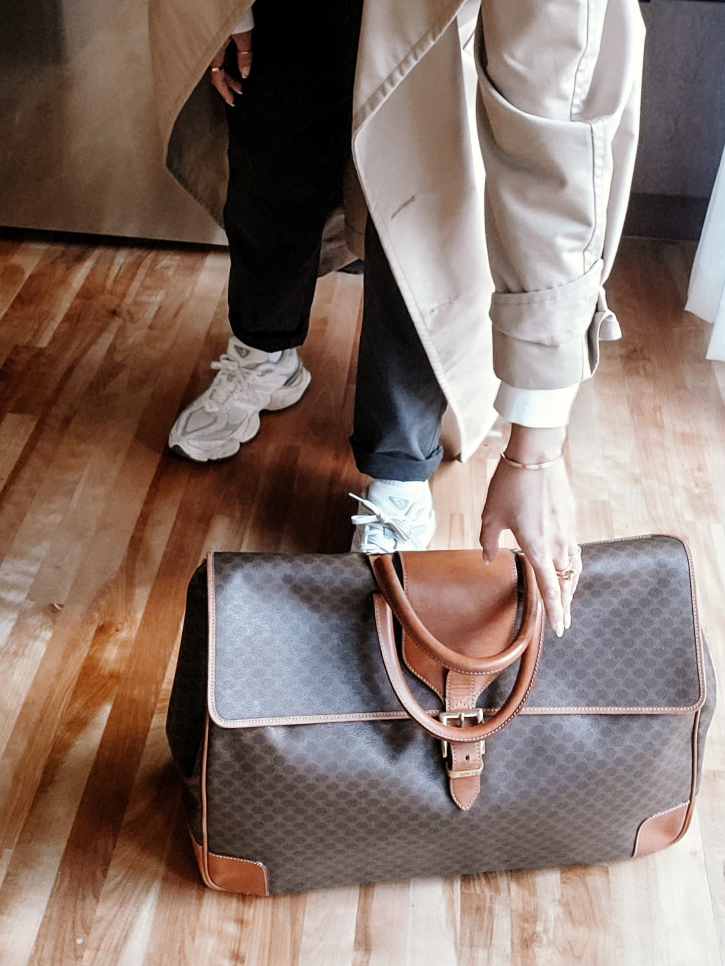 Authentic Vintage Celine XLarge Brown Travel Luggage