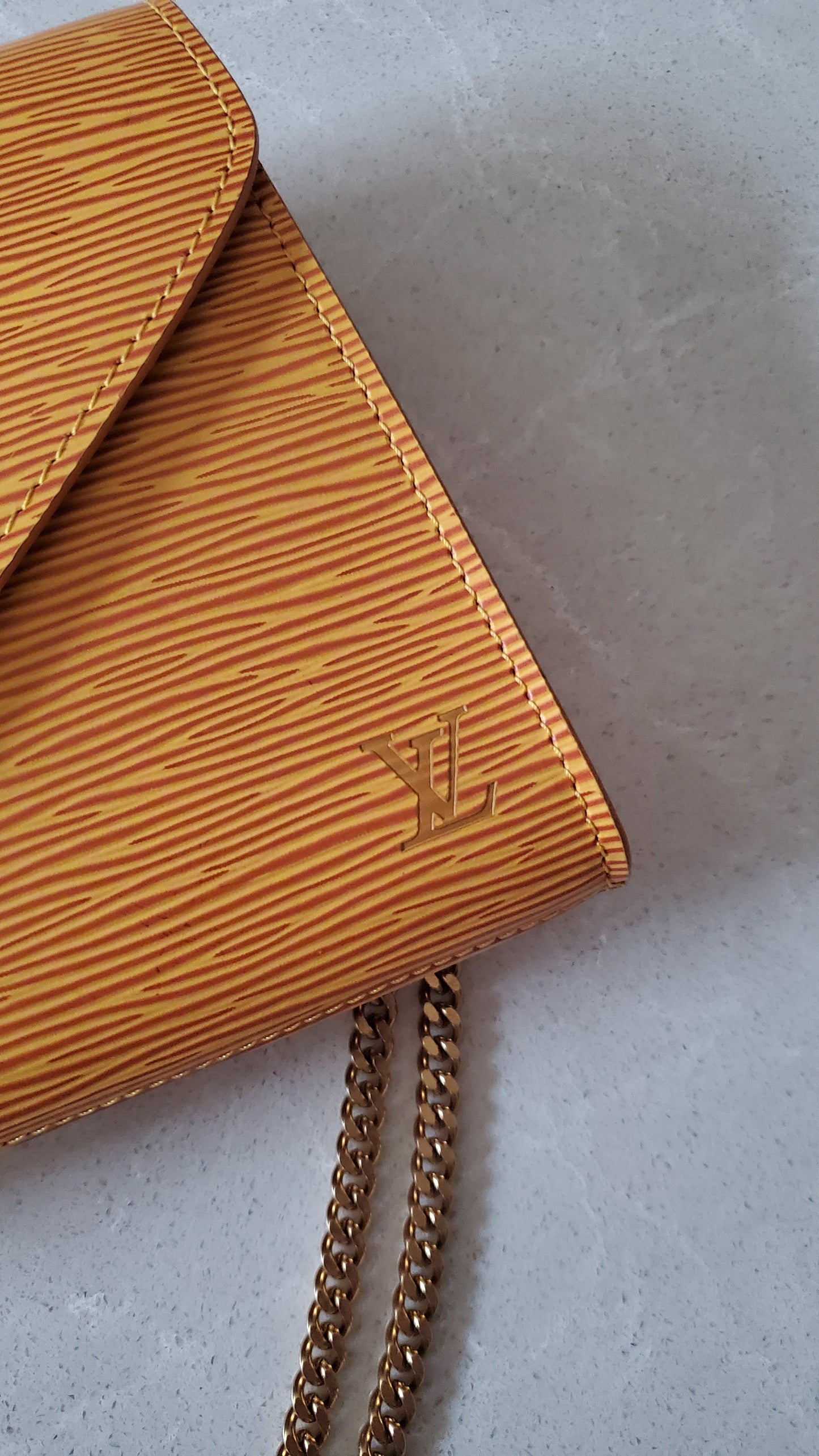 Authentic Vintage Louis Vuitton Upcycle Yellow Epi Purse on Chains