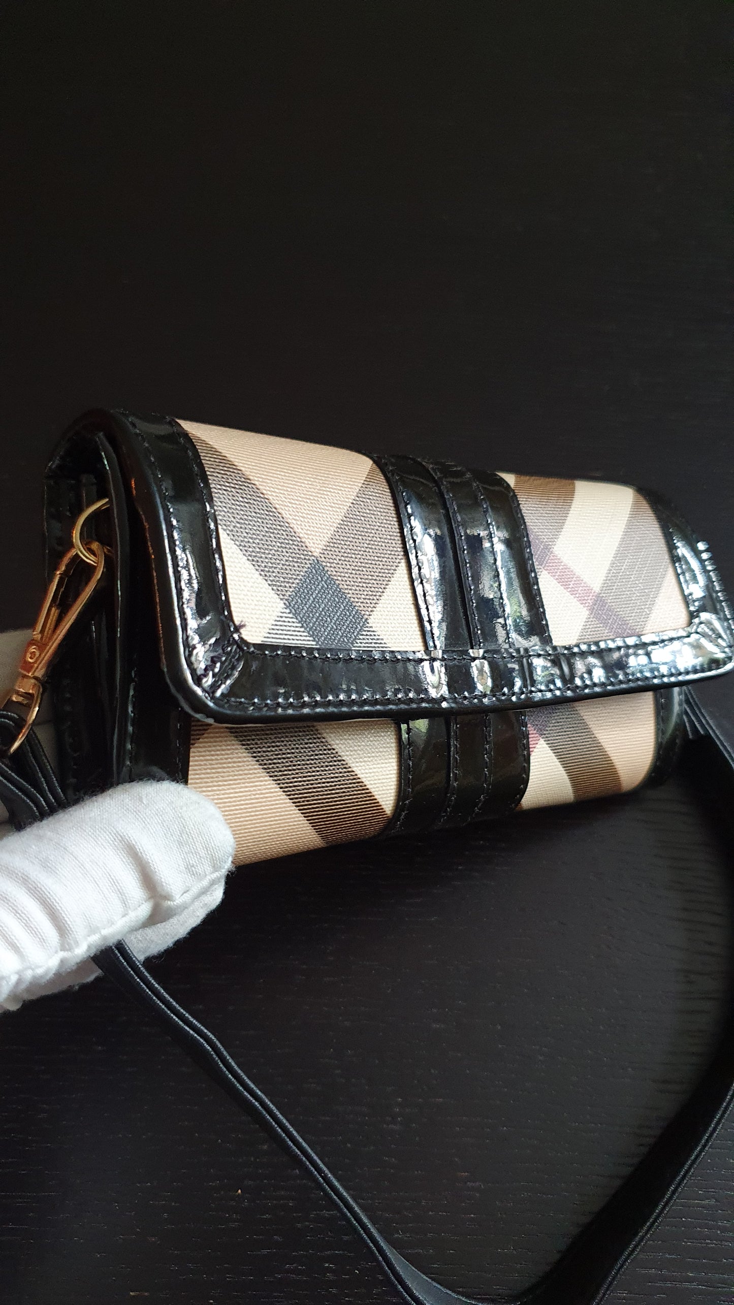 Authentic Burberry Upcycle Flap Wallet with Shoulder Strap