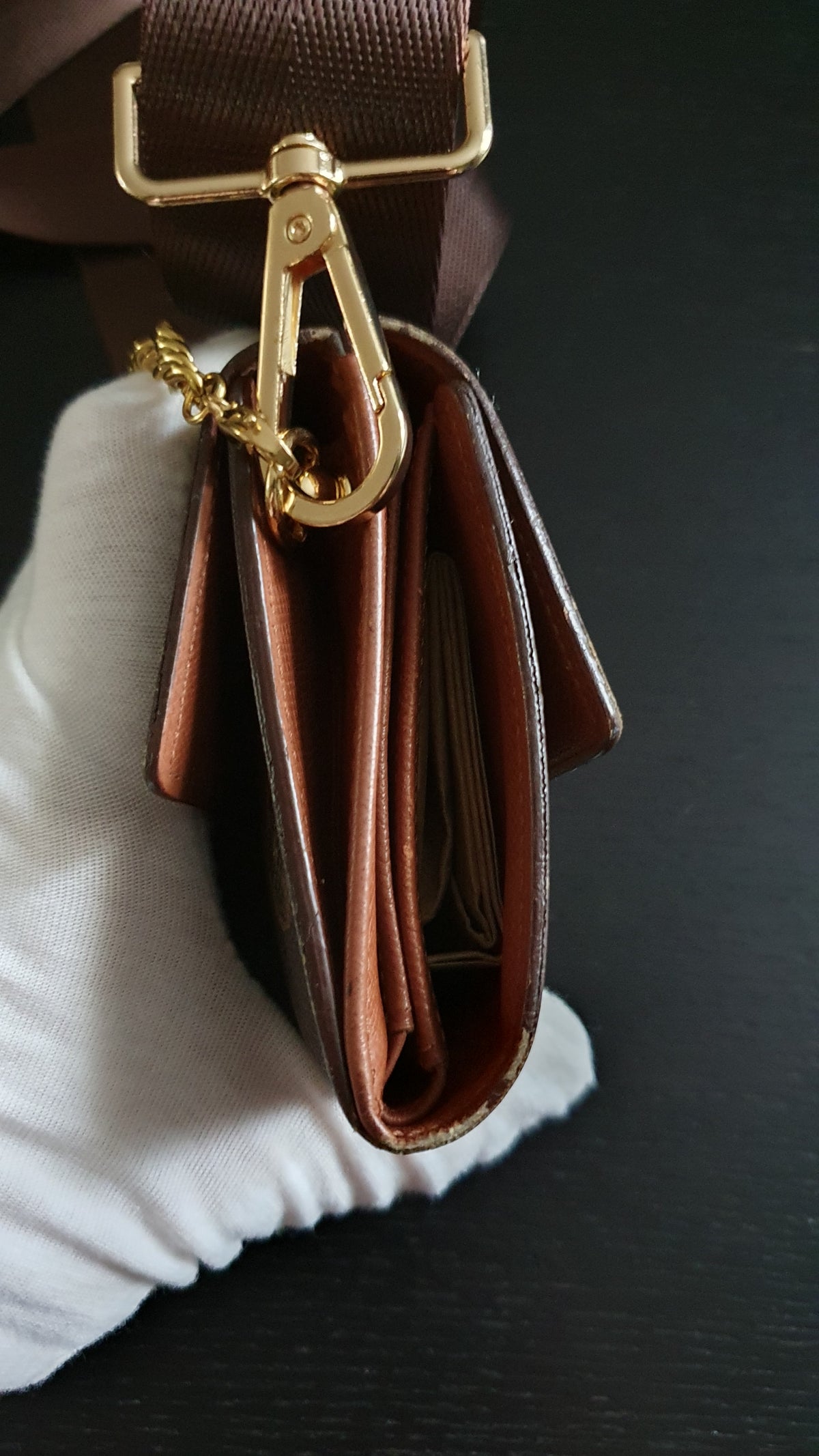 Authentic Vintage Louis Vuitton (4) Upcycle Small Wallet on Chain & Strap